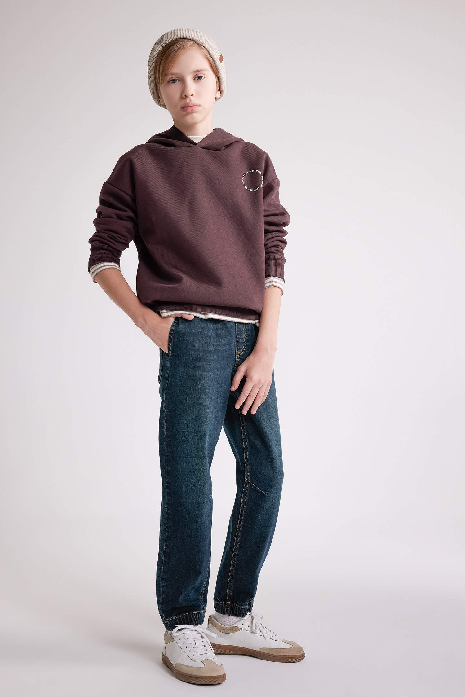 Erkek Çocuk Oversize Geniş Kalıp Baskılı Kapüşonlu Sweatshirt