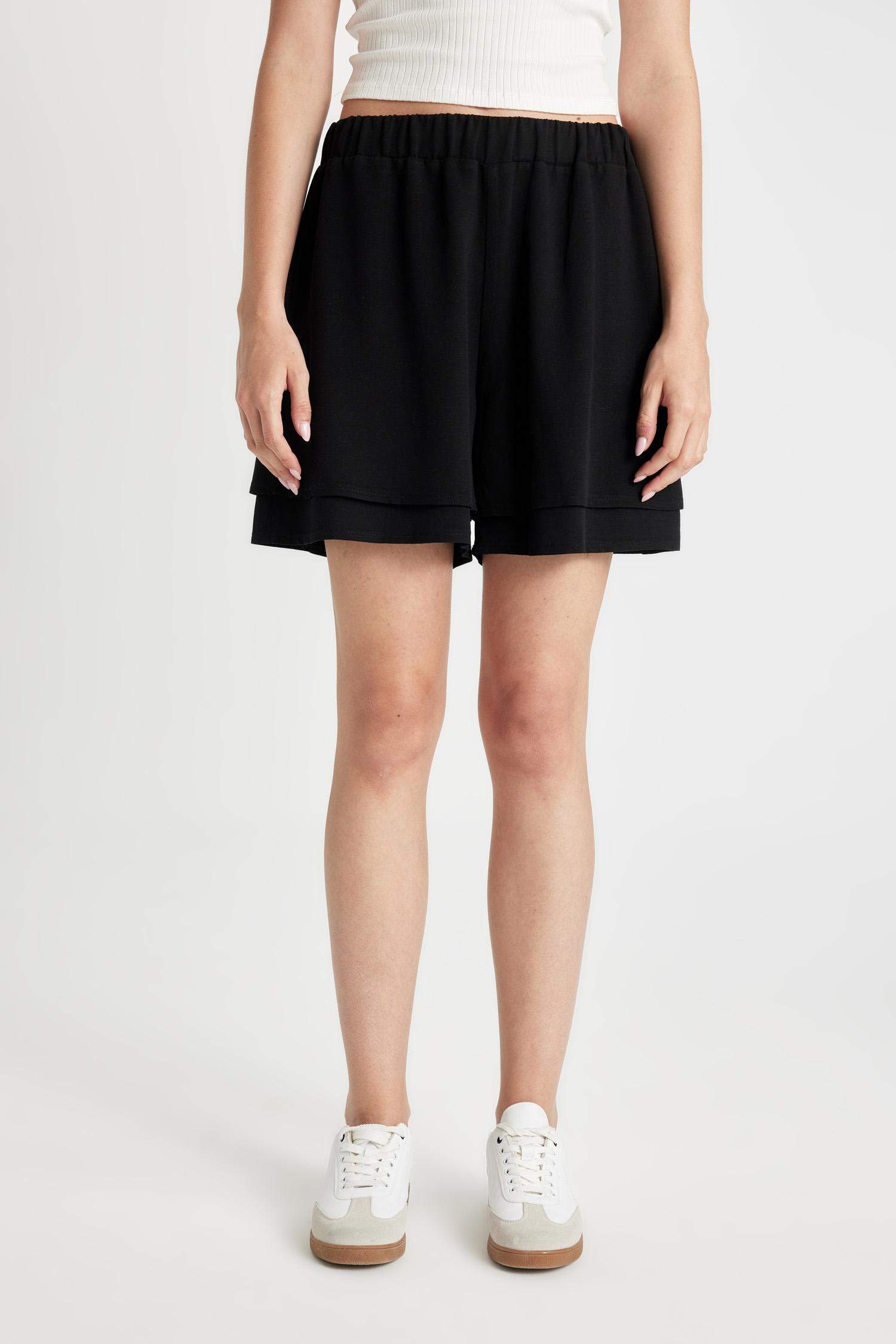 Regular Fit Normal Waist Linen Blend Shorts