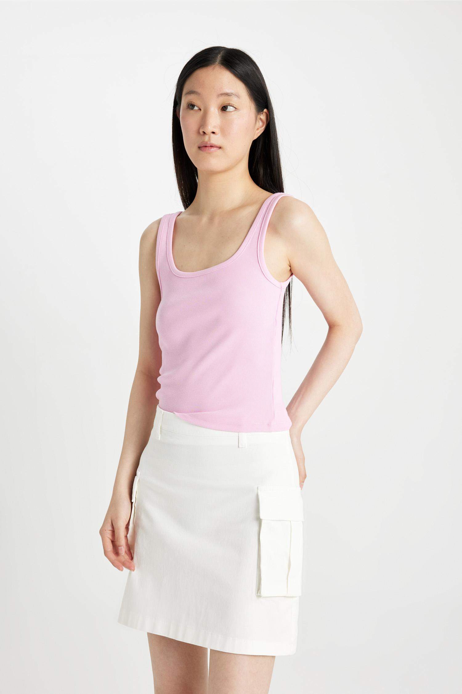 A Cut Cotton Normal Waist Mini Skirt