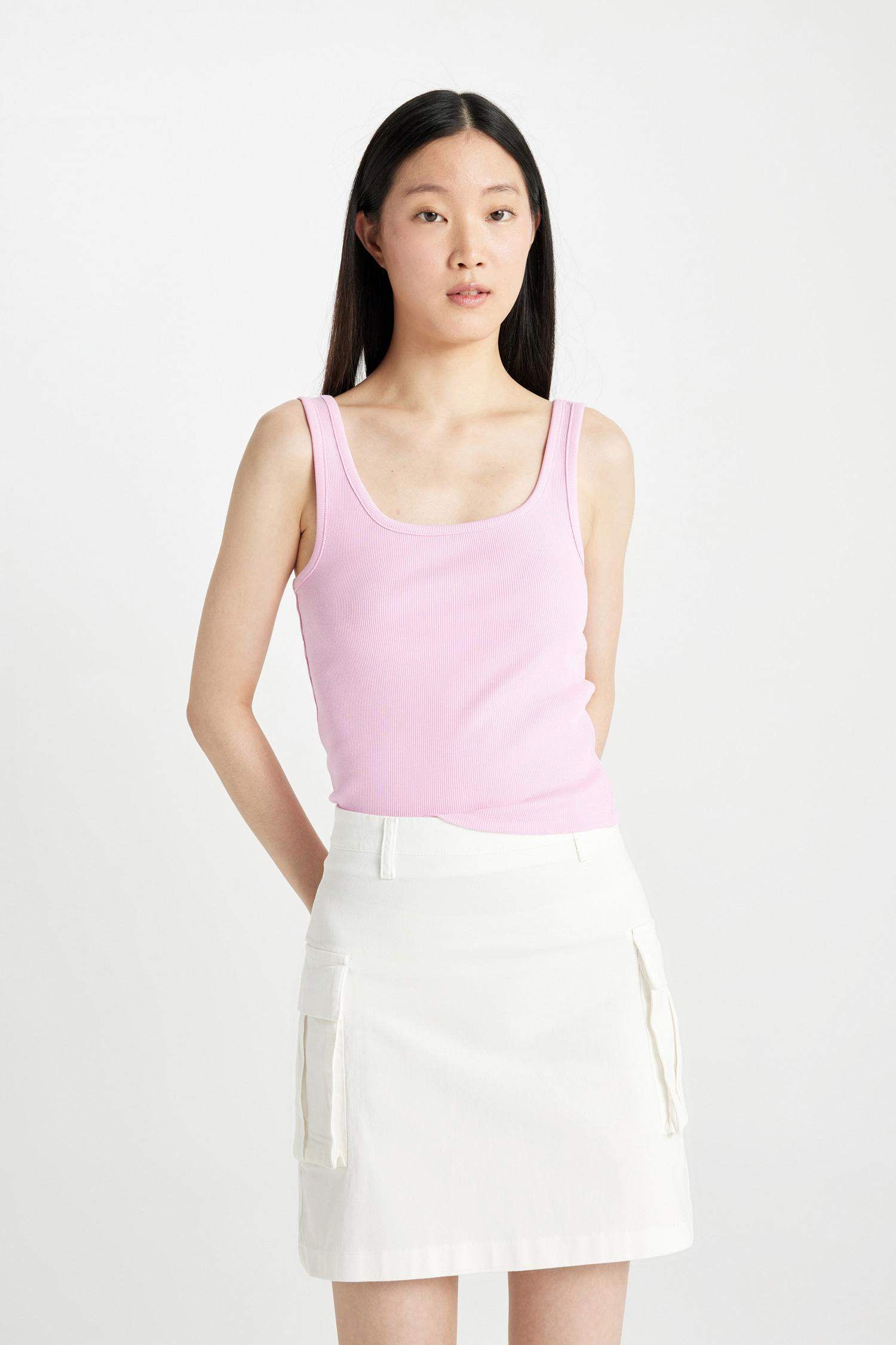 A Cut Cotton Normal Waist Mini Skirt