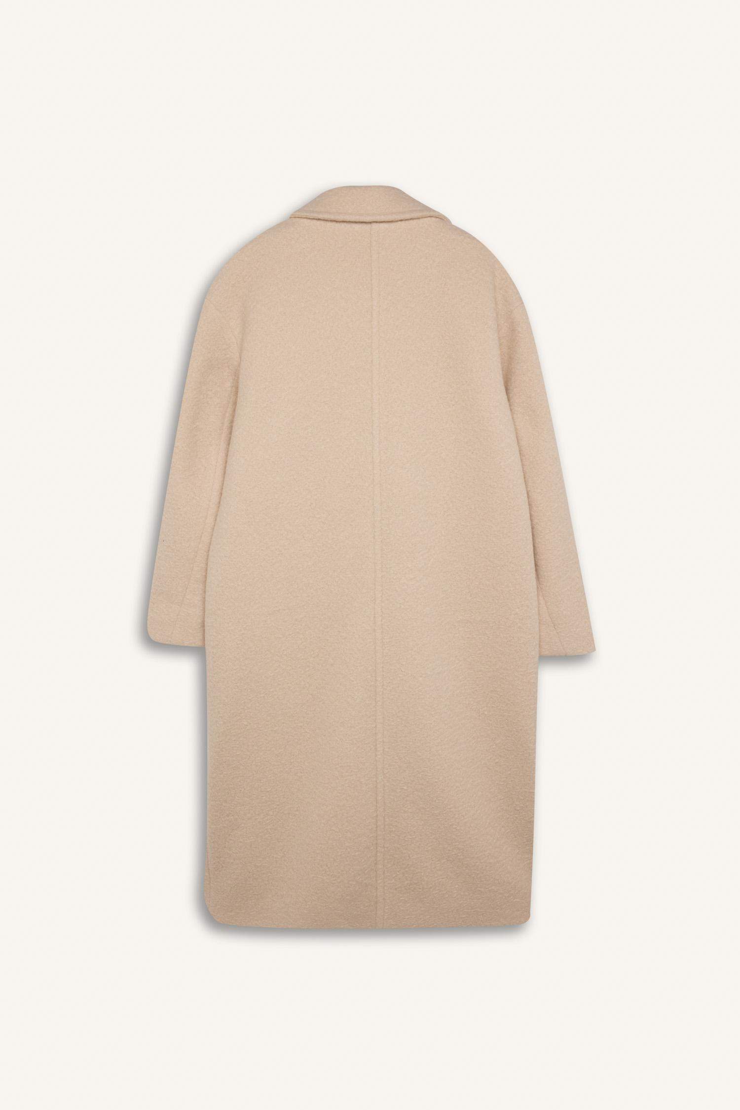 Regular Fit Uzun Kaşe Kaban Apoletli Ceket Yaka Cepli Düğmeli