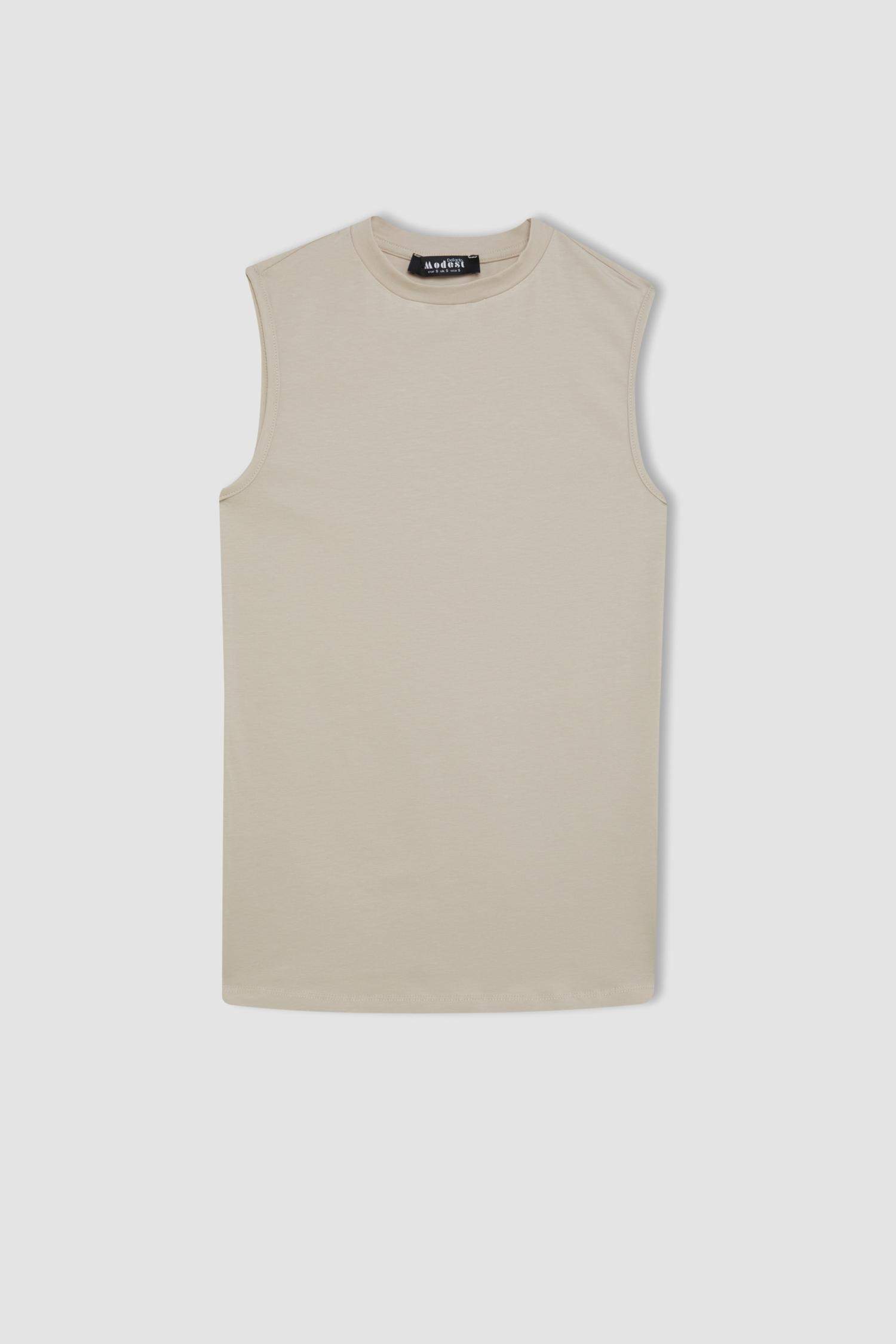 Bisiklet Yaka Basic Düz Kolsuz Tişört