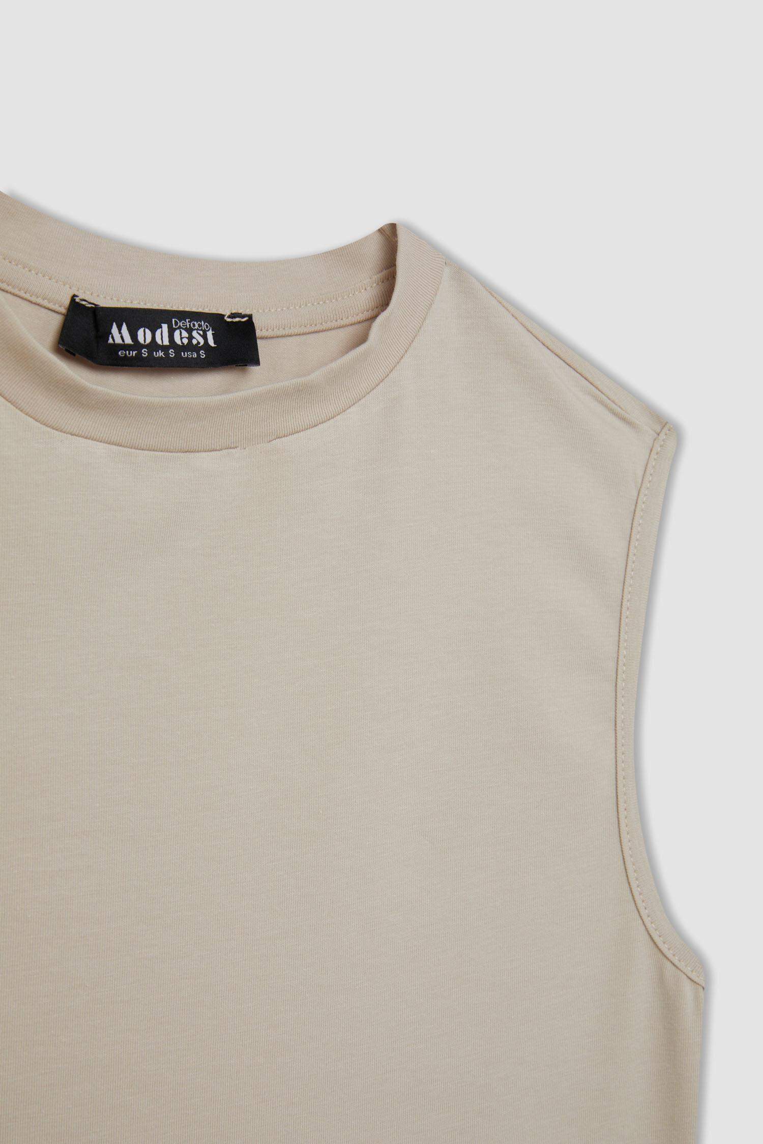 Bisiklet Yaka Basic Düz Kolsuz Tişört