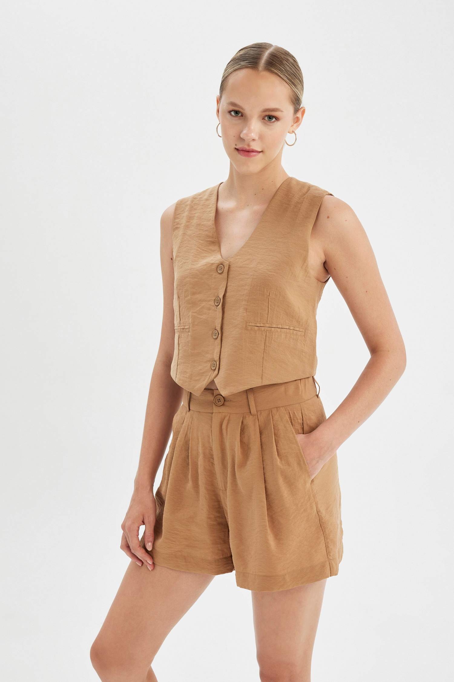 Gilet Blazer en Modal à coupe régulière Col en V