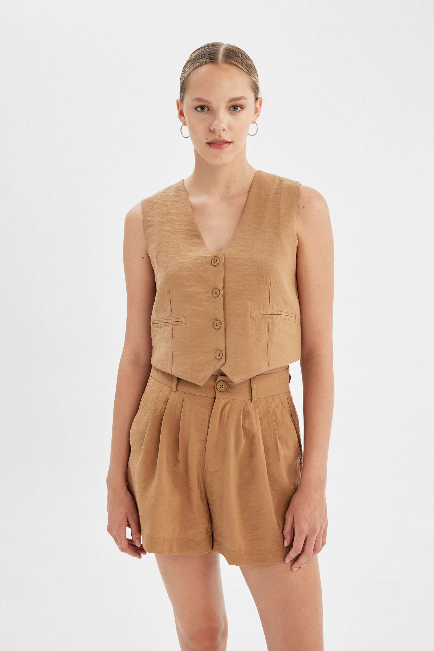 Gilet Blazer en Modal à coupe régulière Col en V