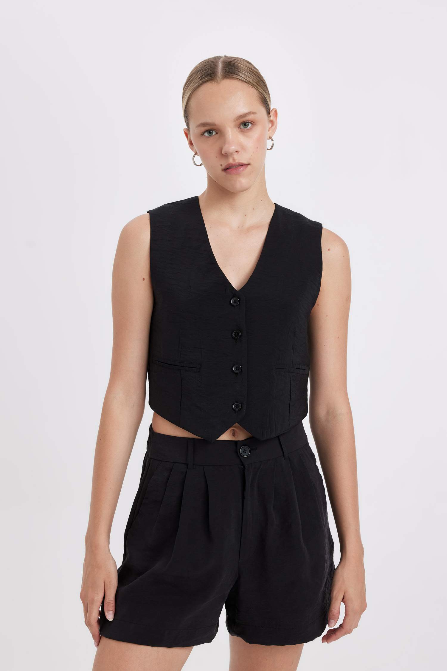 Regular Fit V-Neck Modal Blazer Vest