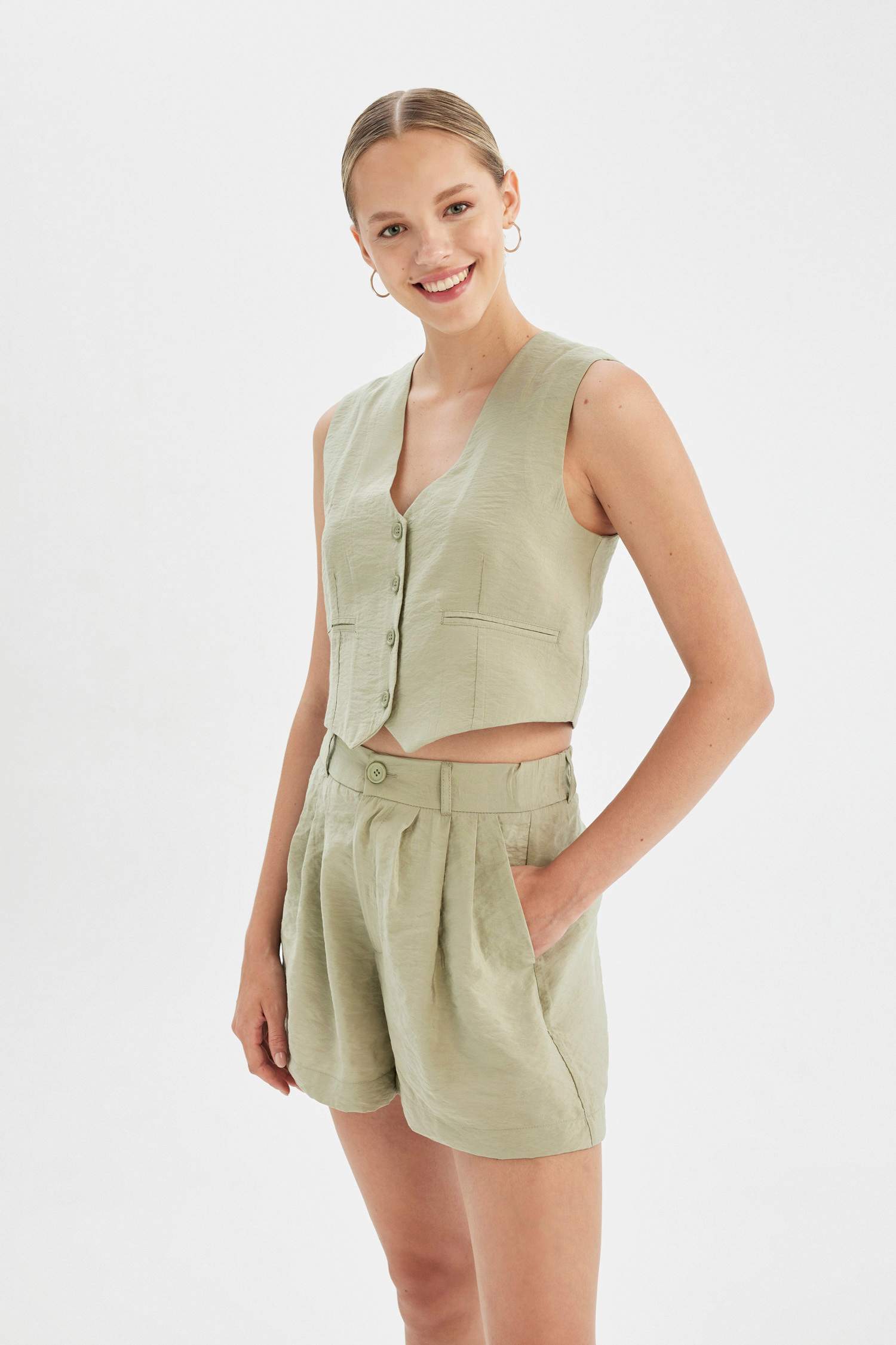 Regular Fit V Yaka Modal Blazer Yelek