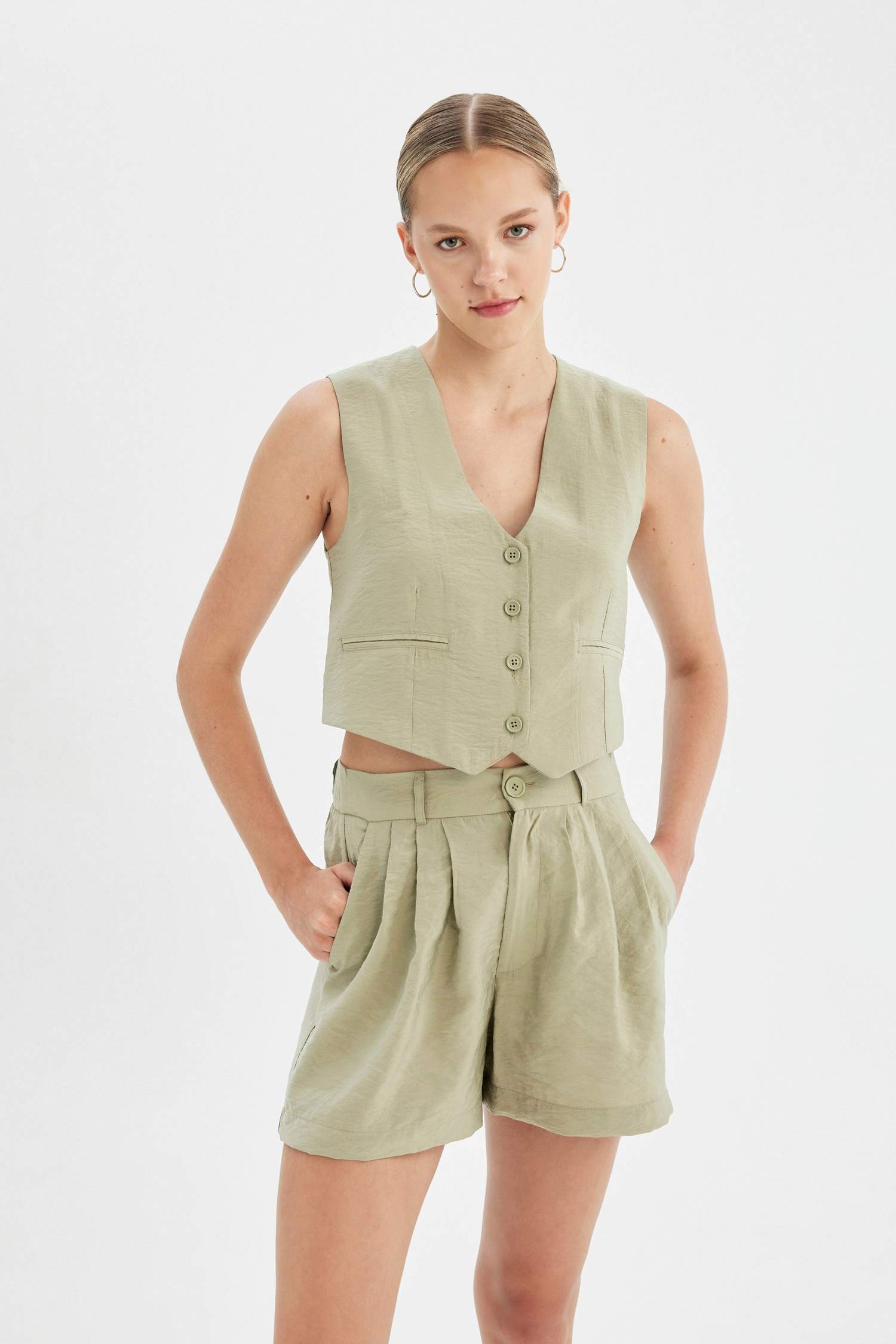 Regular Fit V Yaka Modal Blazer Yelek