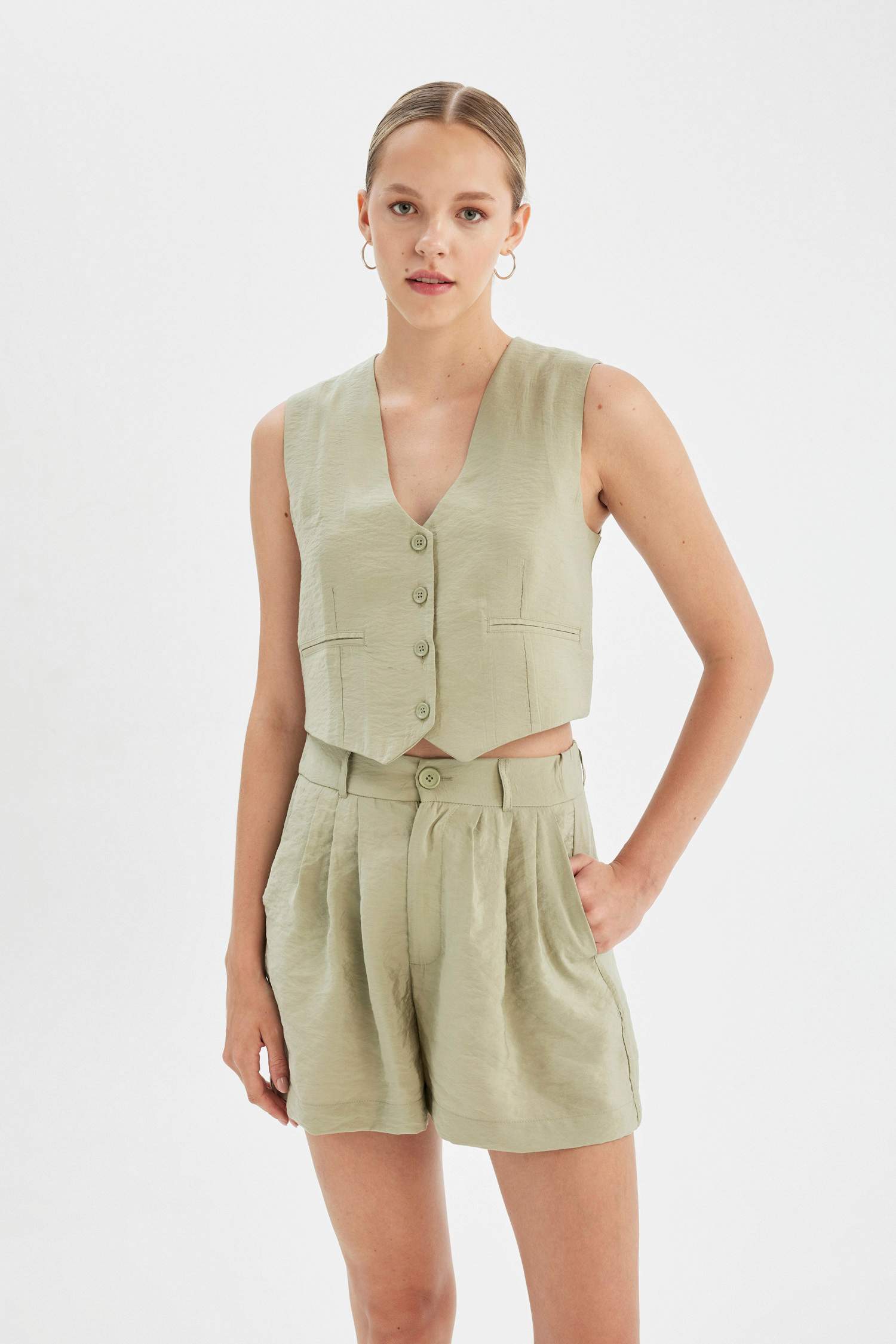 Regular Fit V Yaka Modal Blazer Yelek