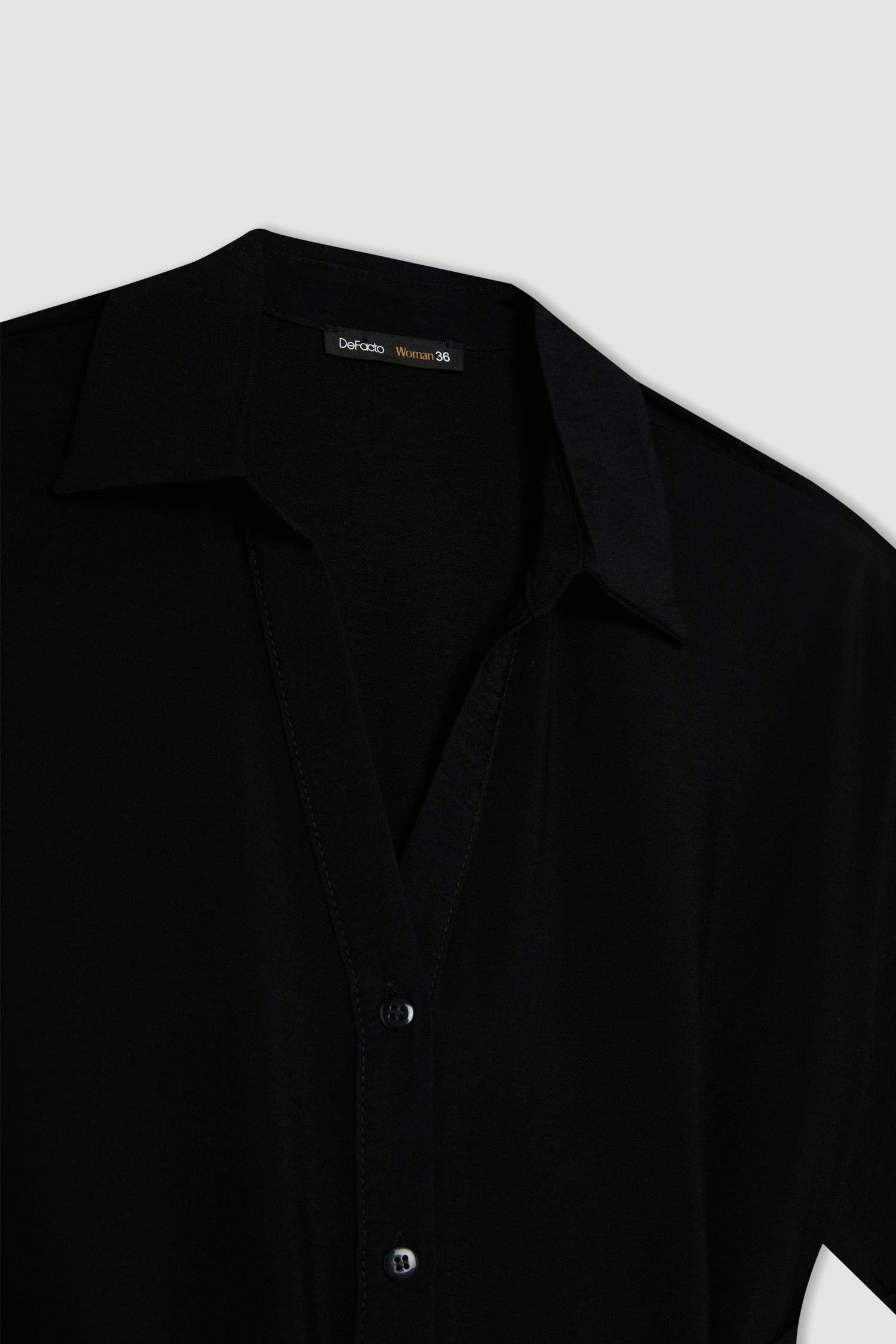 Regular Fit Gömlek Yaka Kısa Kollu Elbise