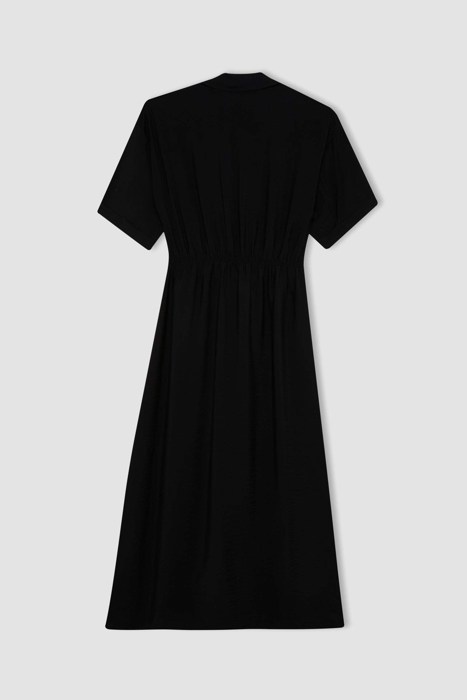 Regular Fit Gömlek Yaka Kısa Kollu Elbise