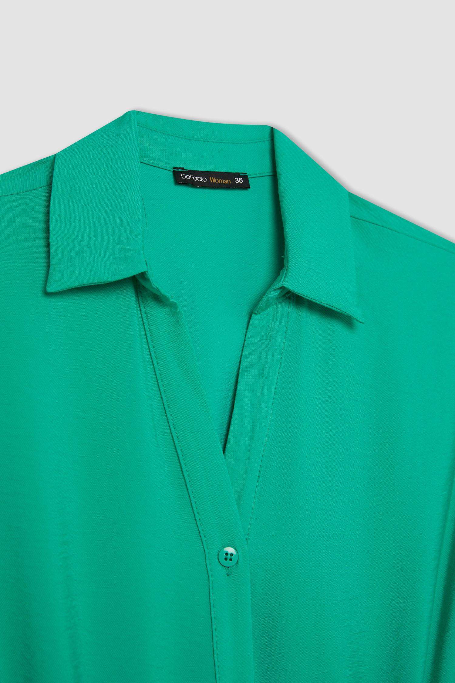 Regular Fit Gömlek Yaka Kısa Kollu Elbise