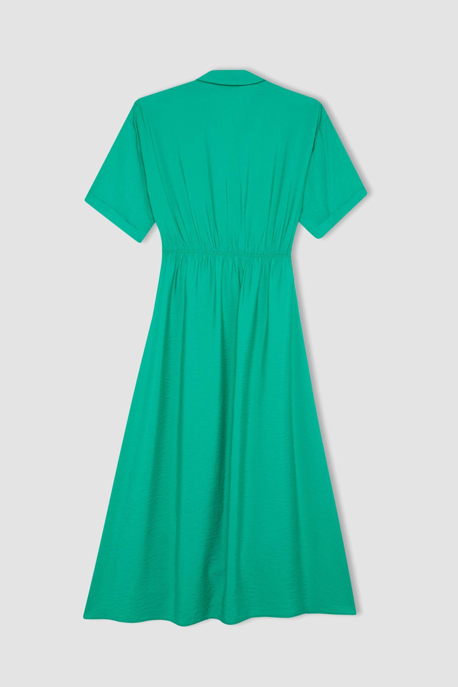 Regular Fit Gömlek Yaka Kısa Kollu Elbise