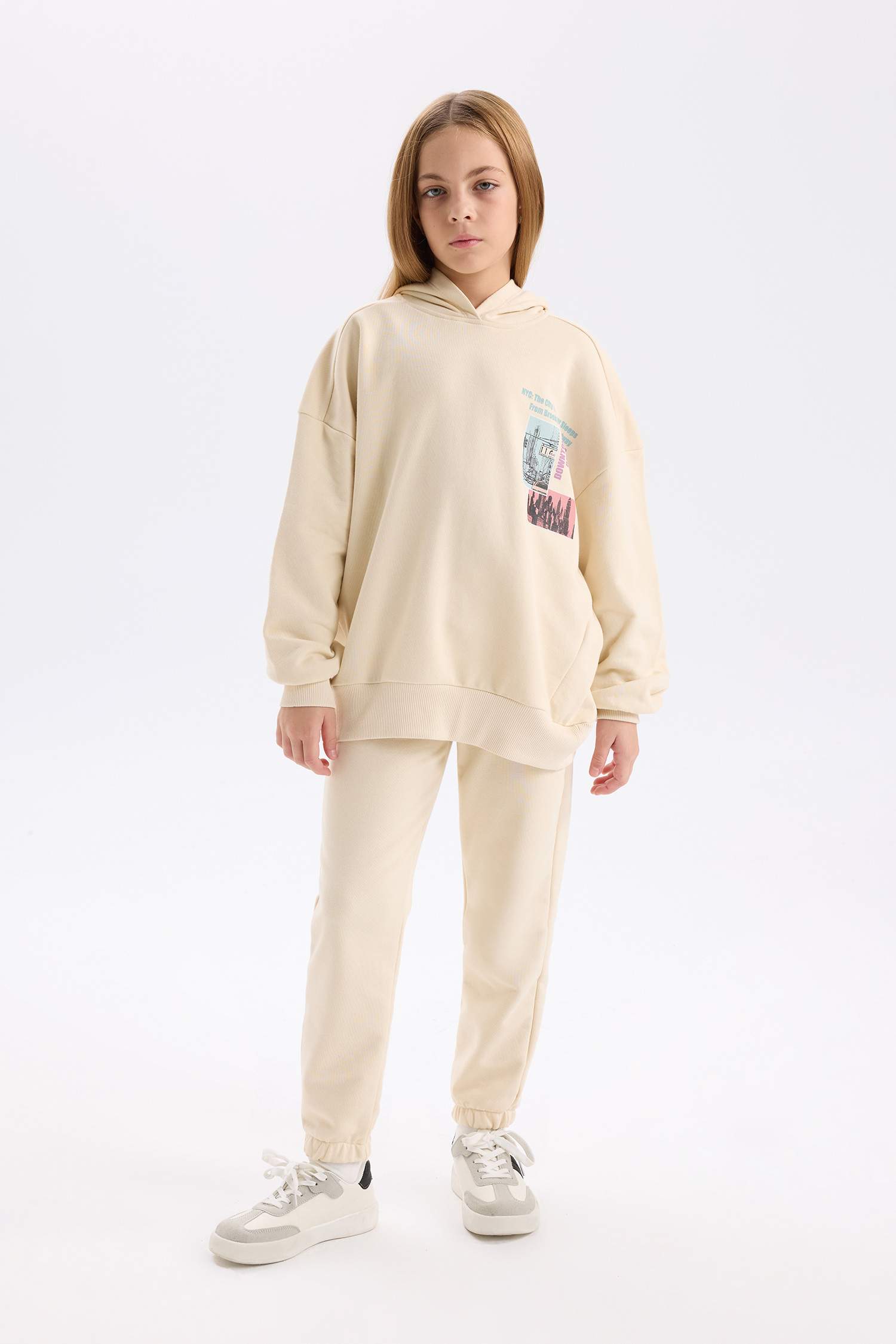 Ensemble pour fille Sweat à capuche avec imprimé et jogging