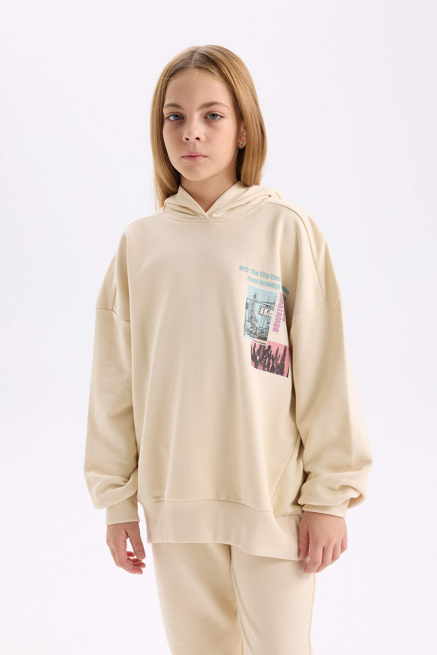 Ensemble pour fille Sweat à capuche avec imprimé et jogging