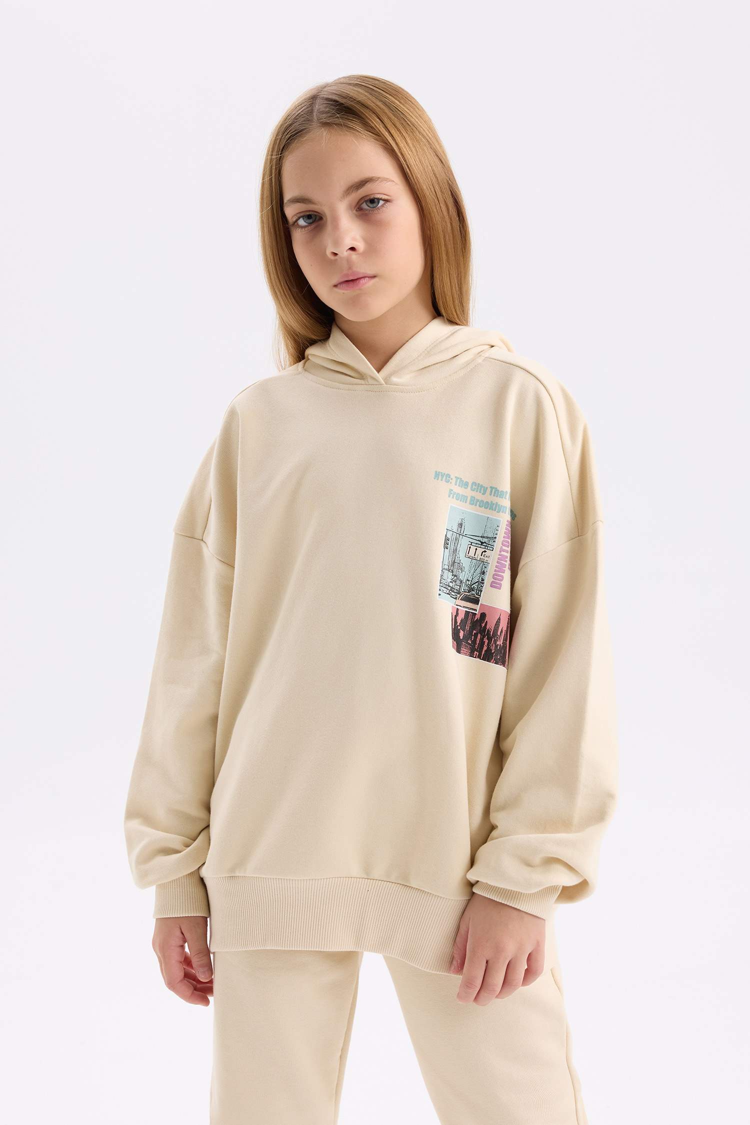 Ensemble pour fille Sweat à capuche avec imprimé et jogging