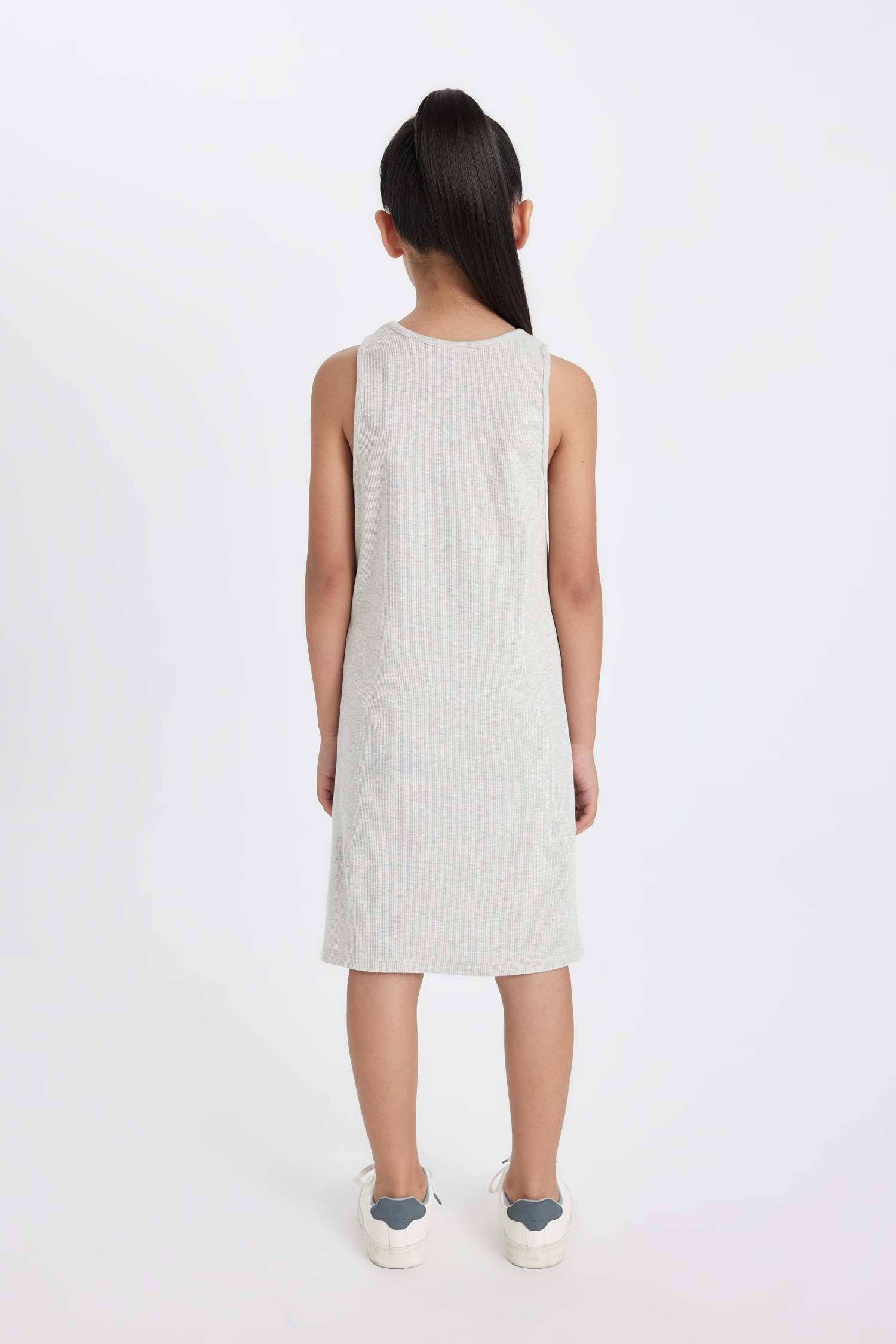 Girl Printed Ribbed Camisole Sleeveless Dress