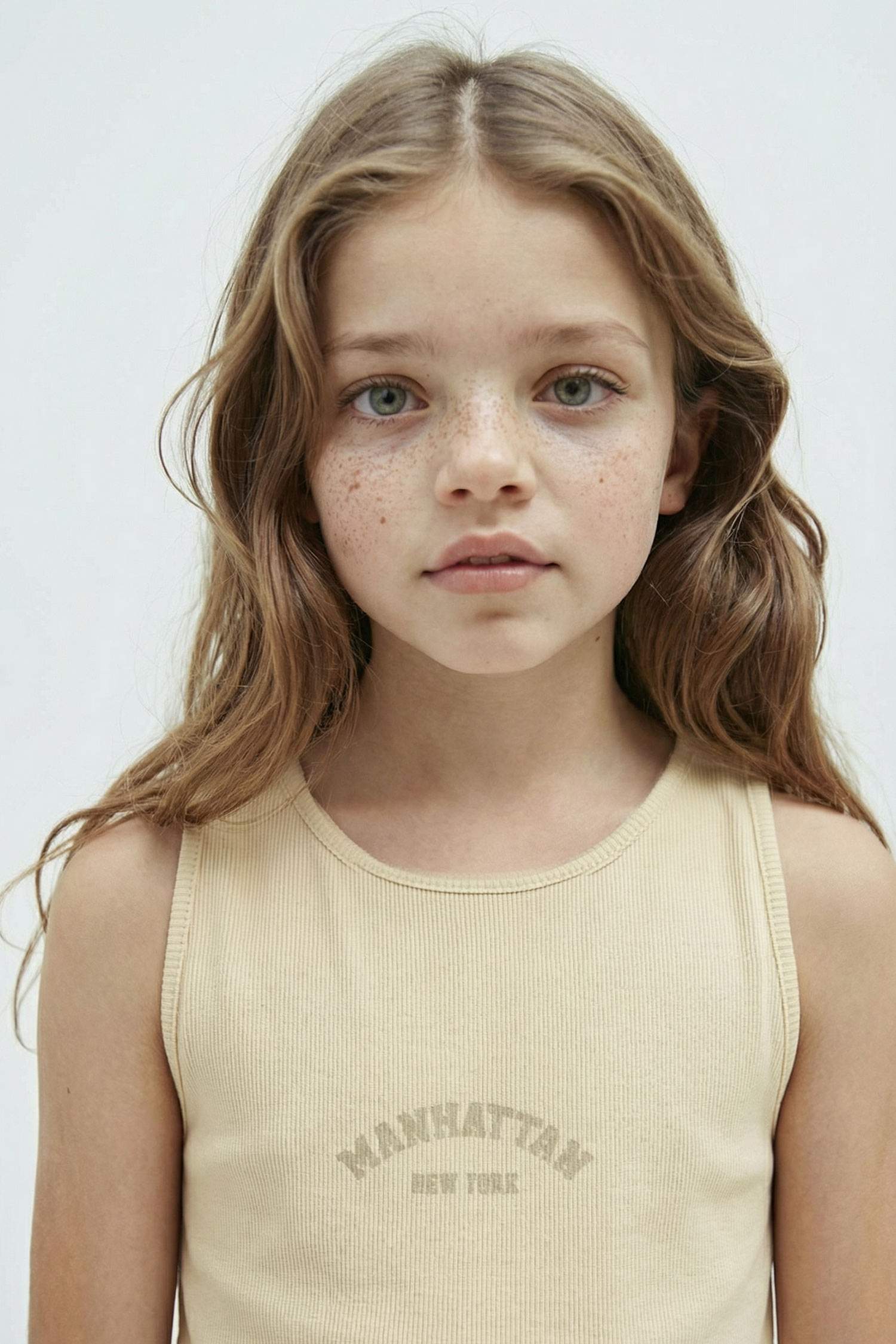 Girl Printed Ribbed Camisole Sleeveless Dress