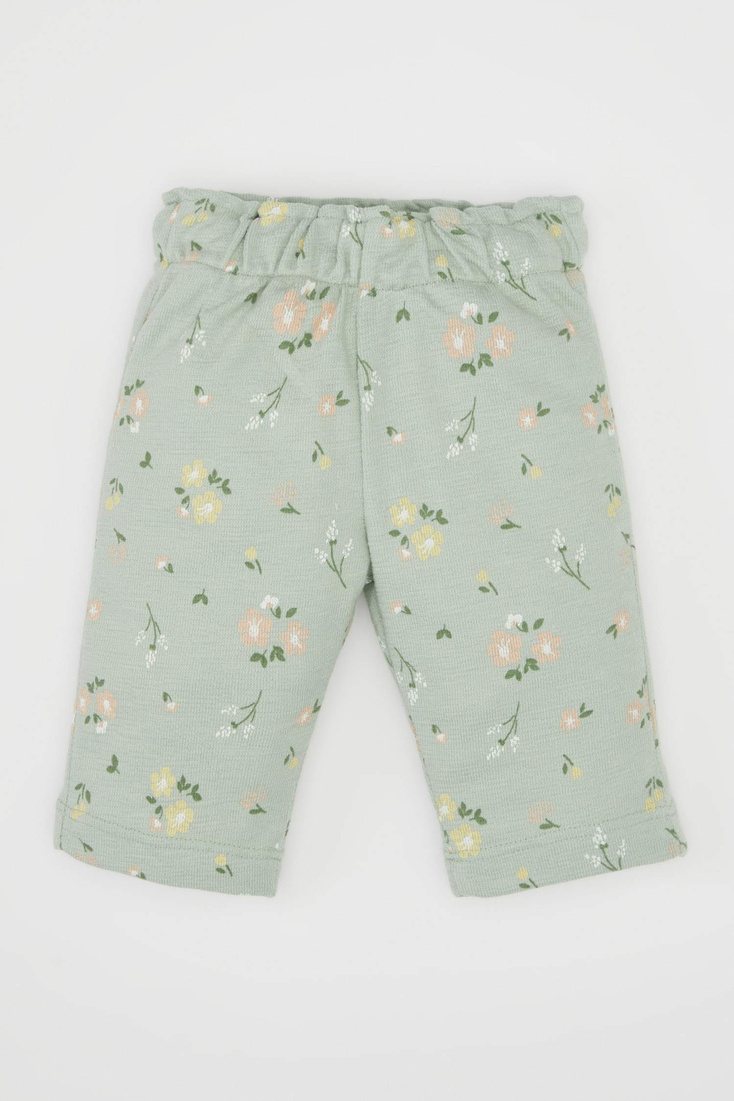 Kız Bebek 3'lü Takım Çiçekli Uzun Kollu Tişört Beli Lastikli Desenli Pantolon Saç Bandı