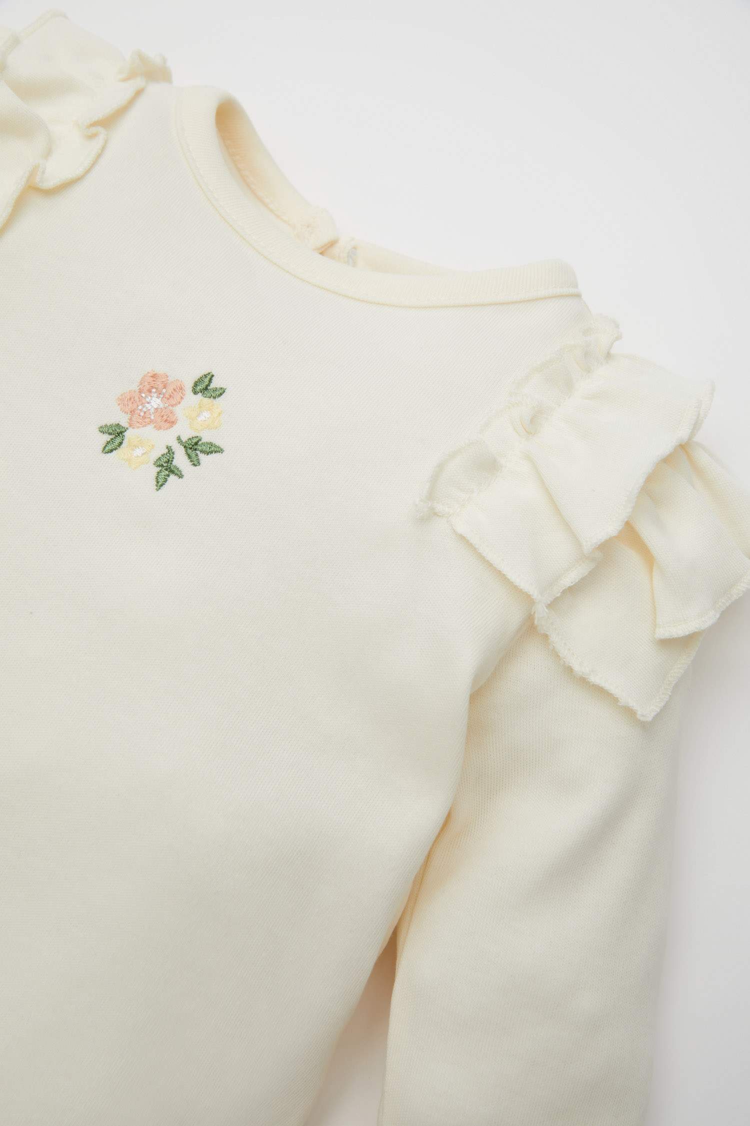 Kız Bebek 3'lü Takım Çiçekli Uzun Kollu Tişört Beli Lastikli Desenli Pantolon Saç Bandı