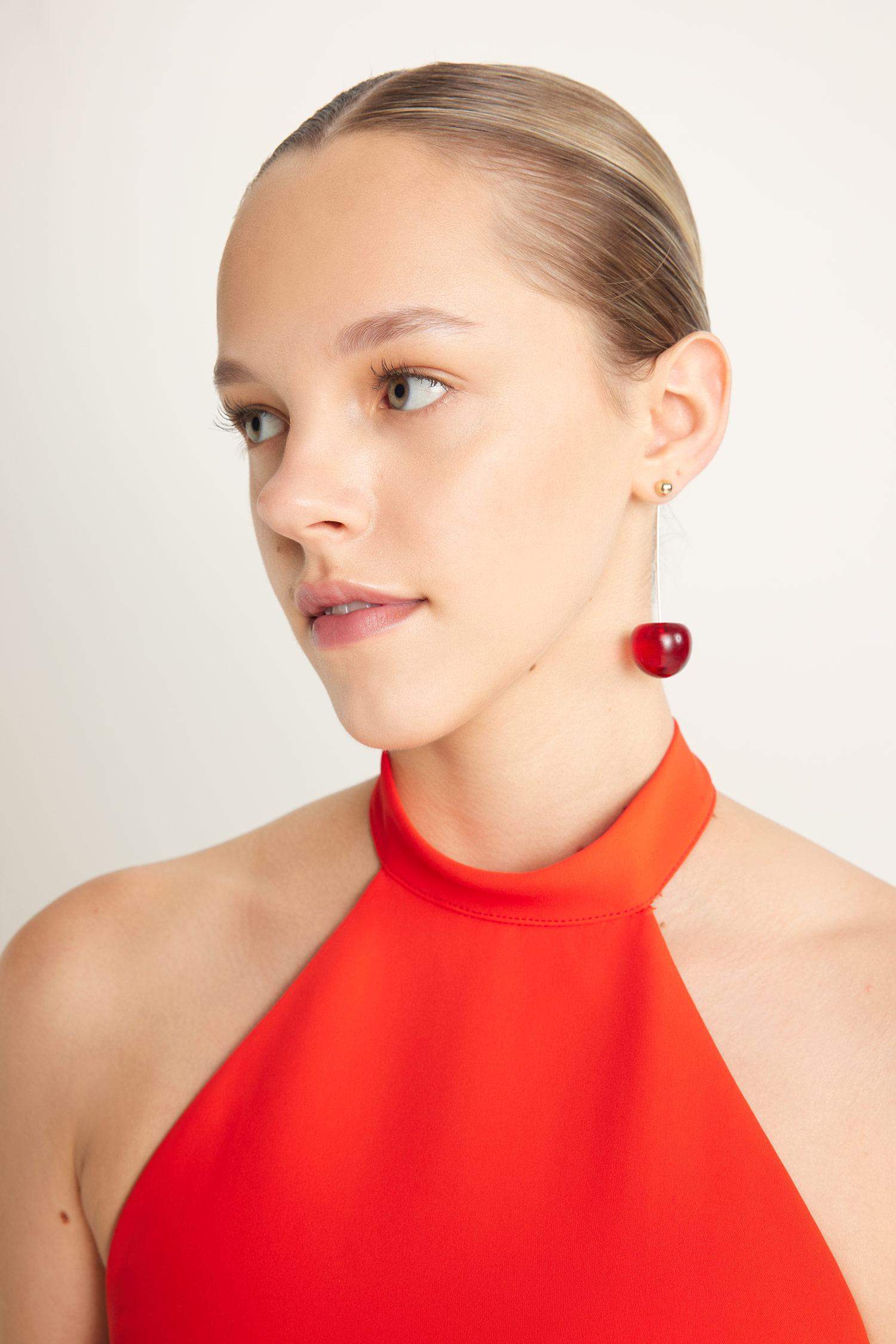 Kırmızı A Kesim Basic Düz Krep Kolsuz Mini Elbise