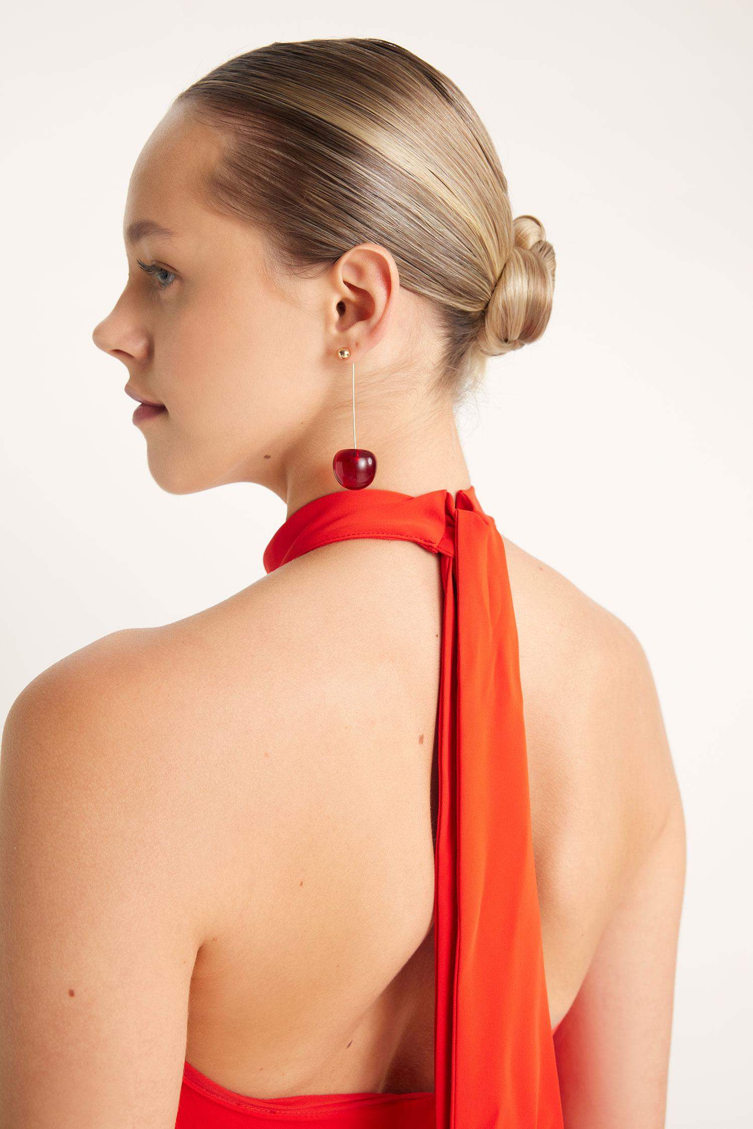 Kırmızı A Kesim Basic Düz Krep Kolsuz Mini Elbise