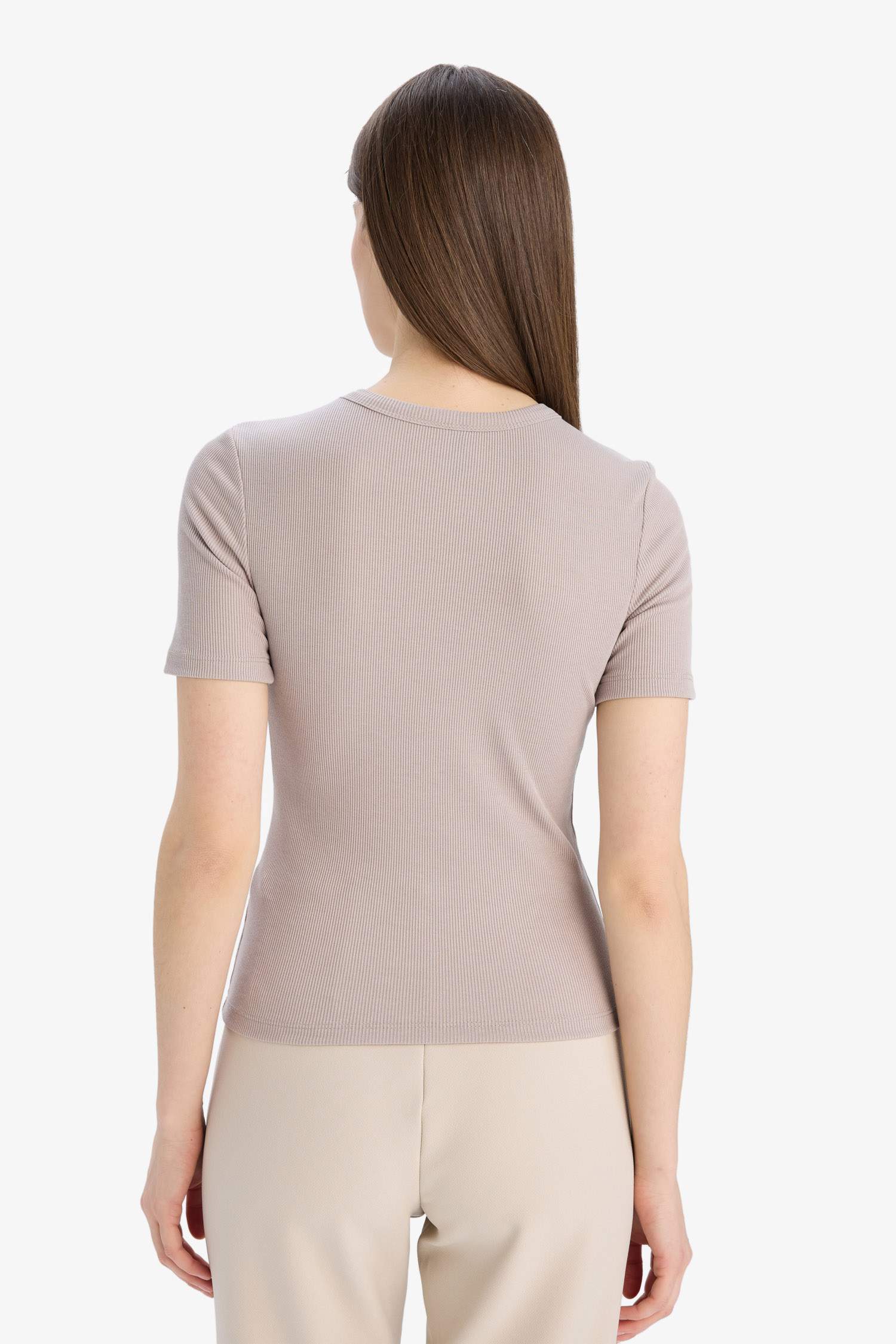 Slim Fit Crew Neck Basic Ribbed Camisole T-shirt