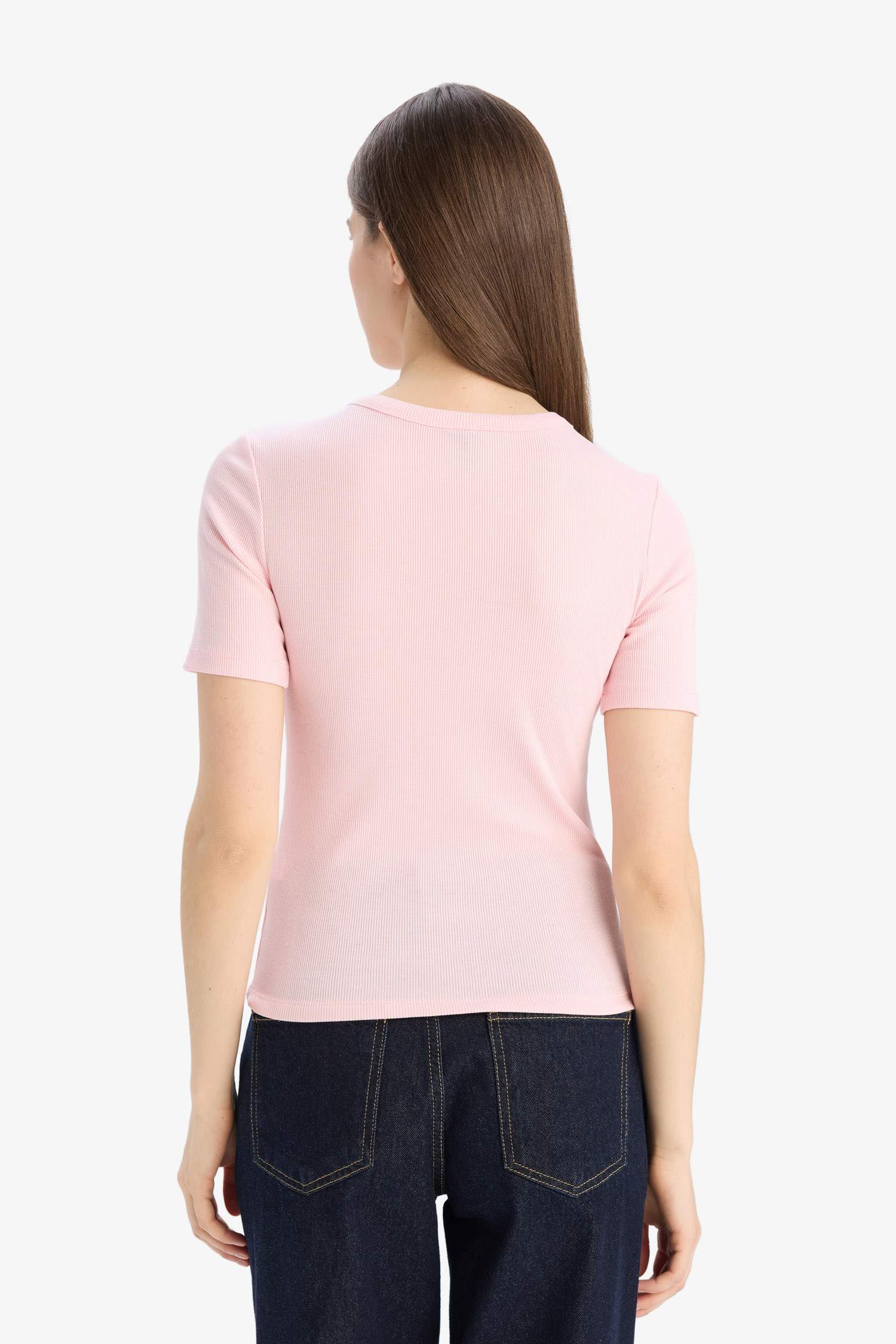 Slim Fit Crew Neck Basic Ribbed Camisole T-shirt