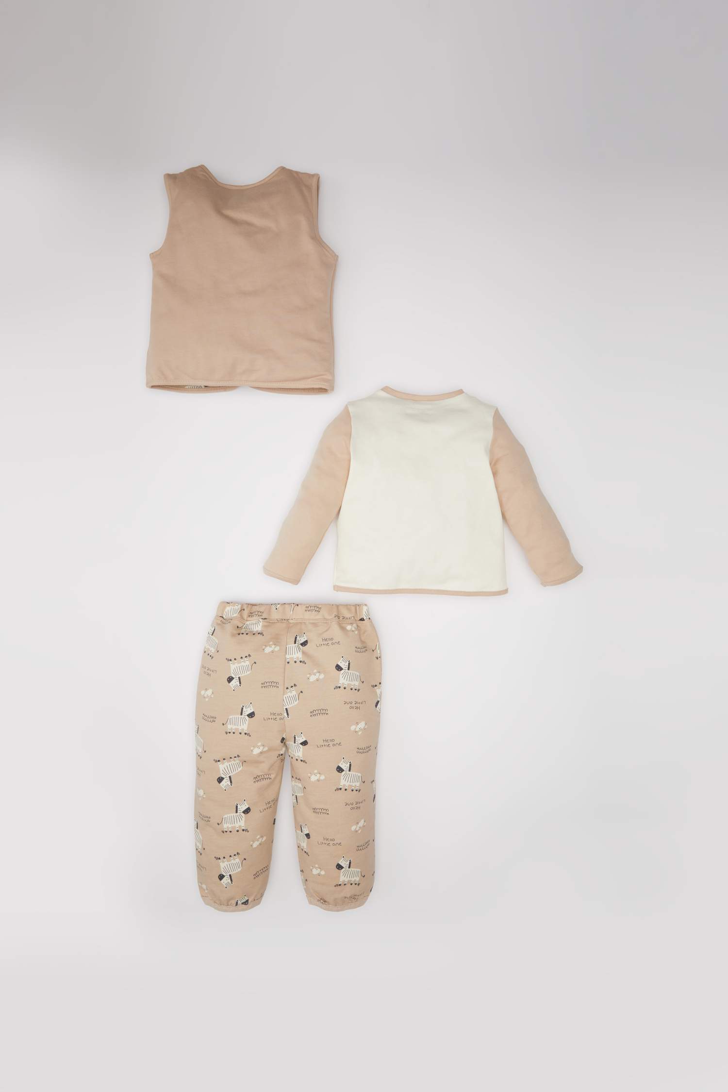 طقم بيبي اولادي زيبرا تيشيرت وبنطلون قصة عادية - 3 قطع