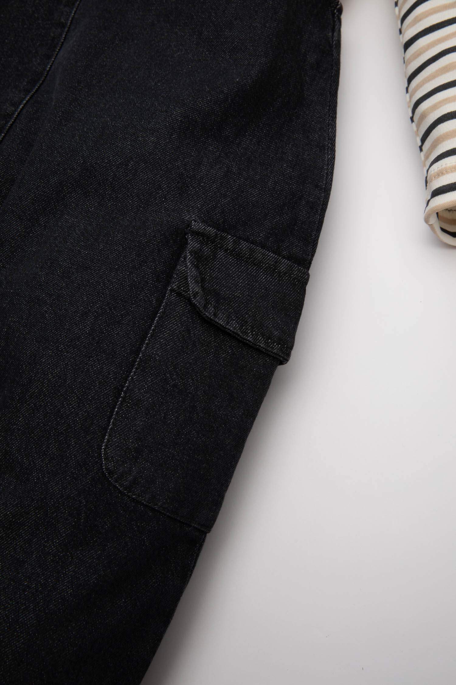 Ensemble de Salopette en Jean à motif Zèbre et T-shirt rayé à manches longues pour BéBé Garçon