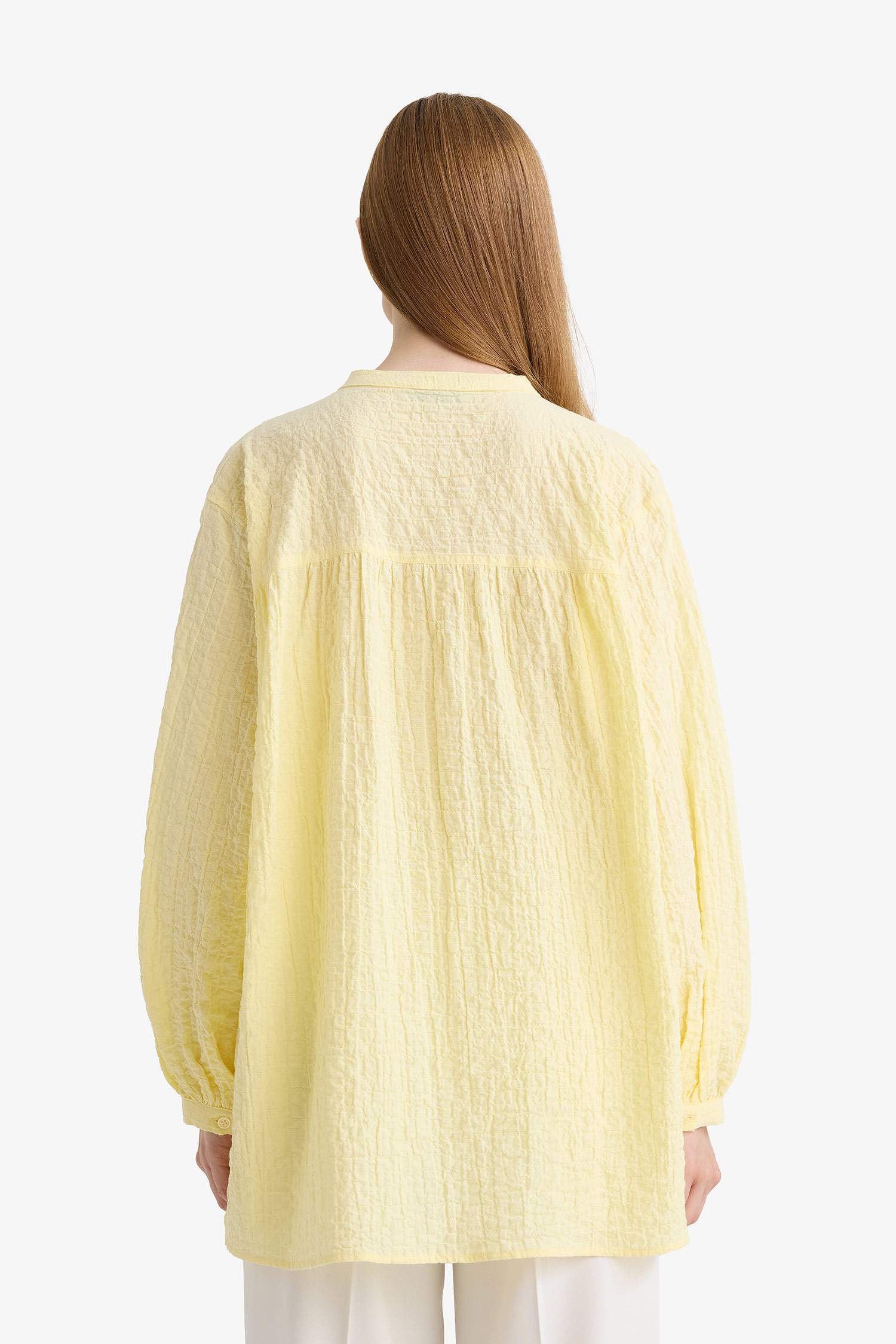 تونيكة كم طويل منسوج قصة مريحة برقبة مستديرة