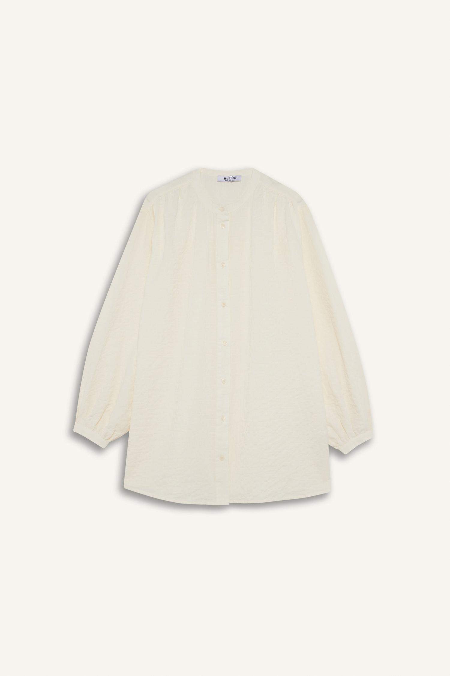 Relax Fit Gofre Dokulu Uzun Kollu Tesettür Gömlek Tunik