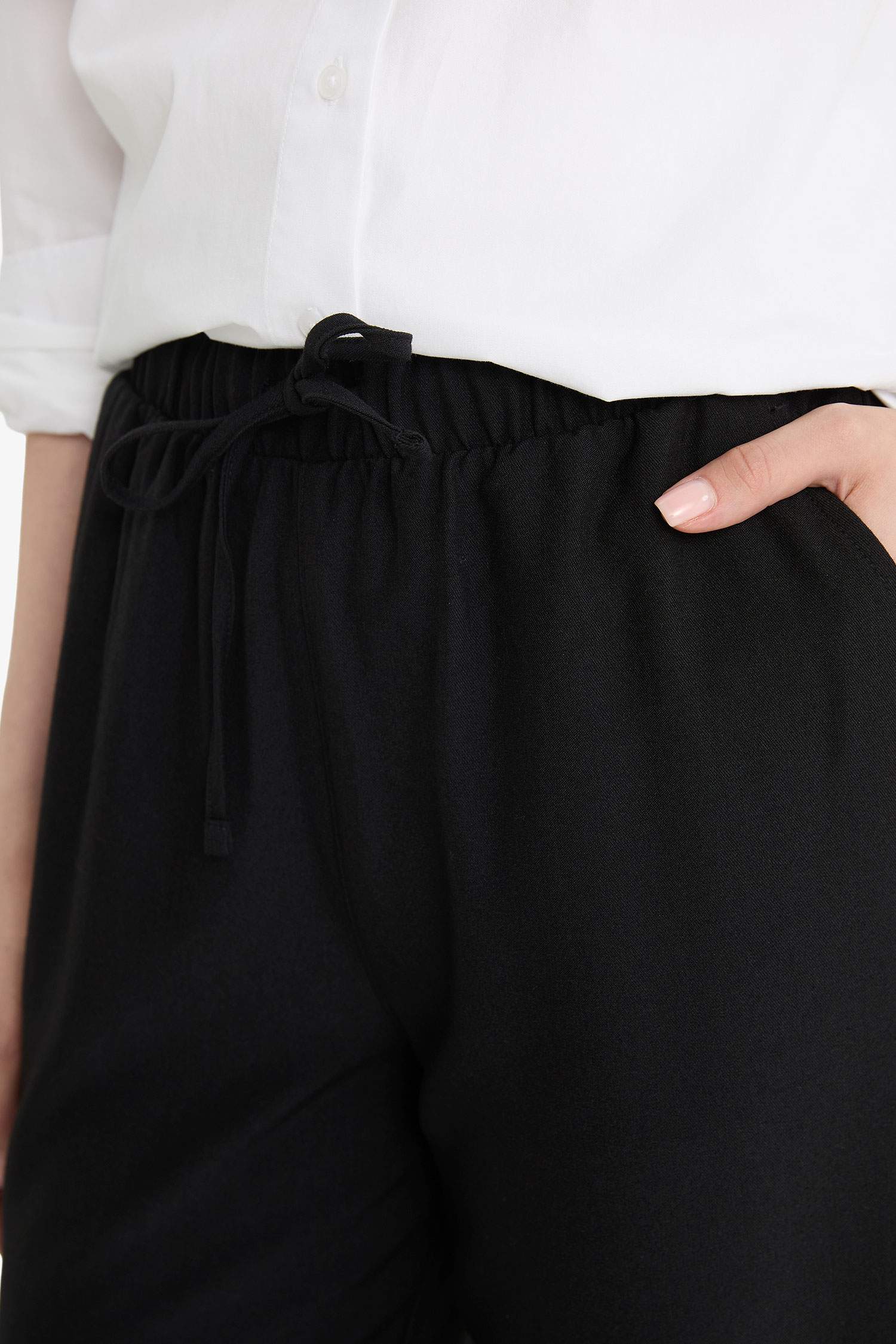 Wide Leg Geniş Bol Paça Eşofman Altı Beli Lastikli Bağcıklı Basic Düz