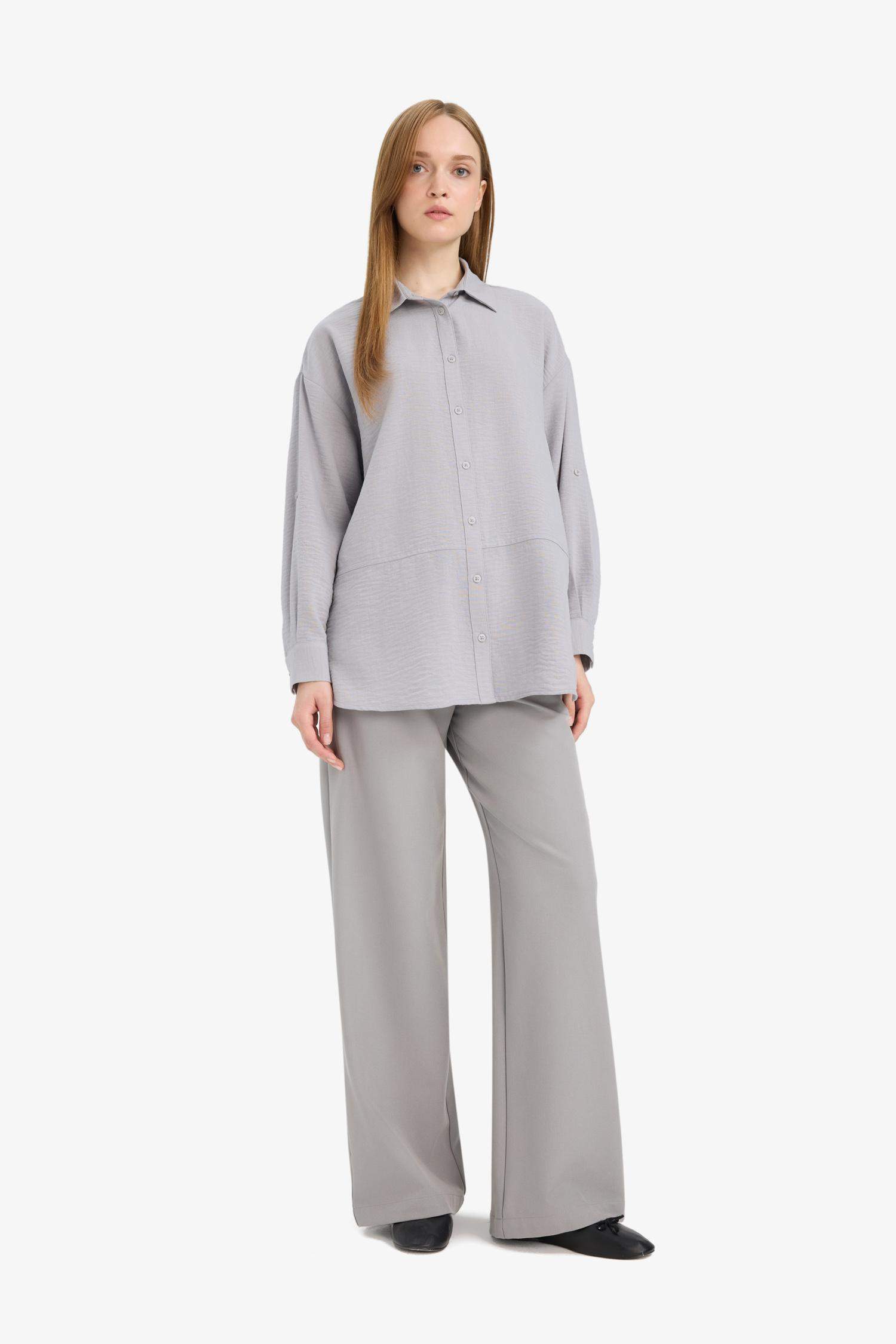 سروال واسع رمادي