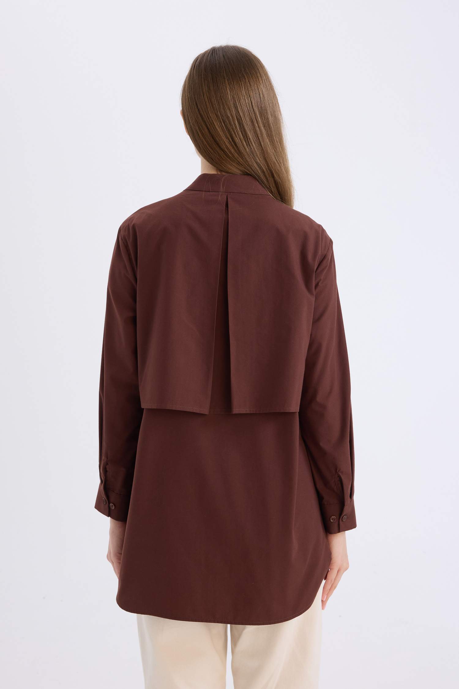 Relax Fit Poplin Shawl Collar Long Sleeve Tunic