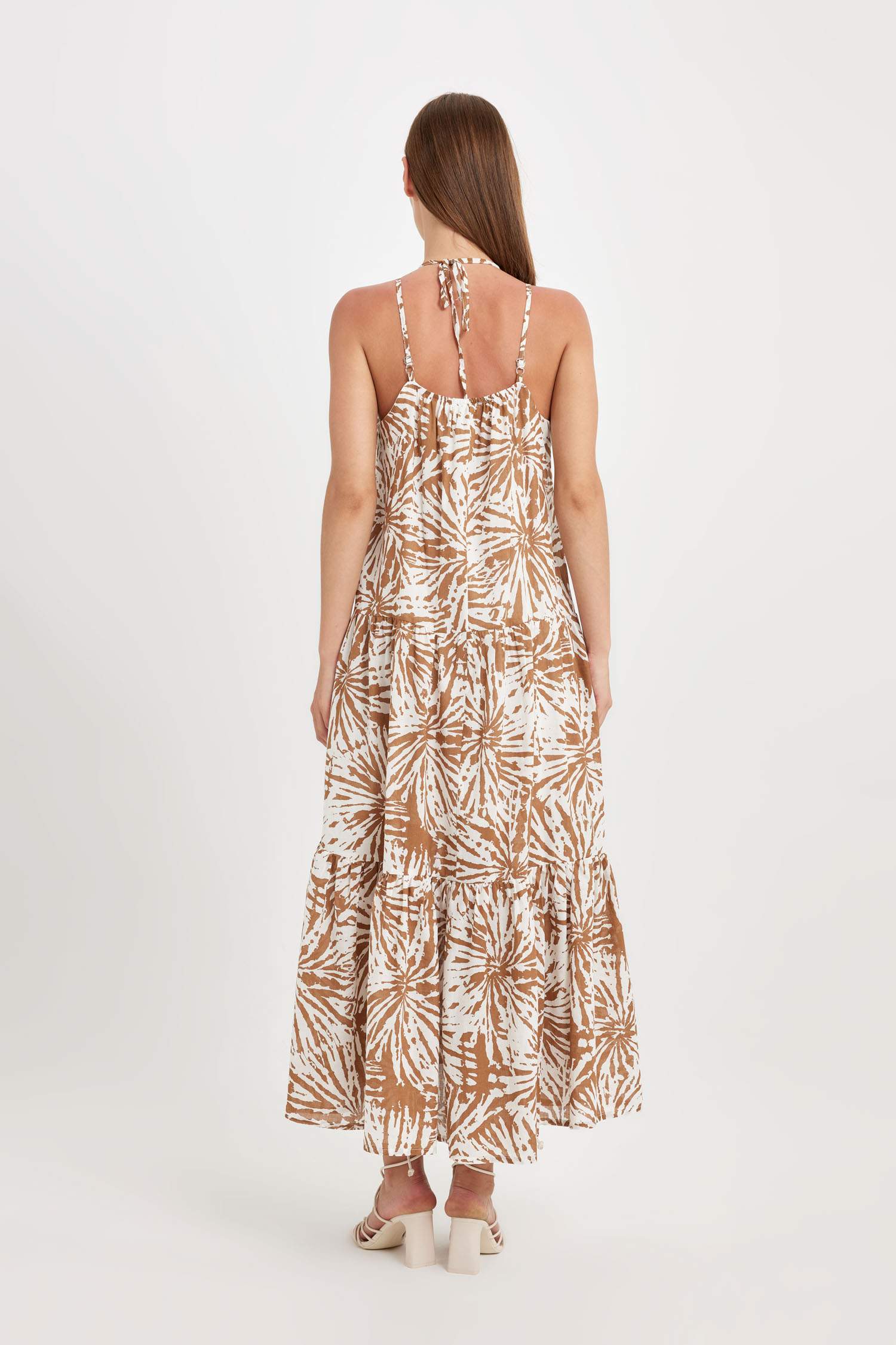 Robe Maxi Coupe A sans Manches en Mousseline avec col licou