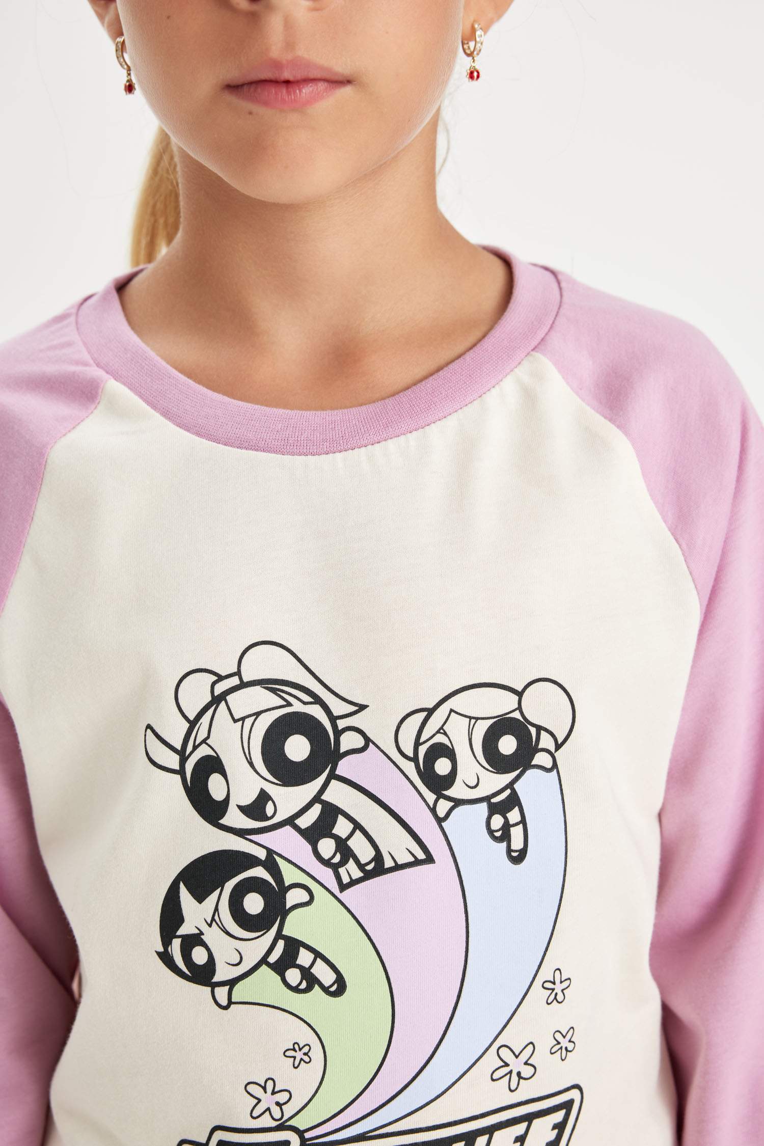 Kız Çocuk Pijama Takımı PowerPuff Girls Uzun Kollu Üst Uzun Alt