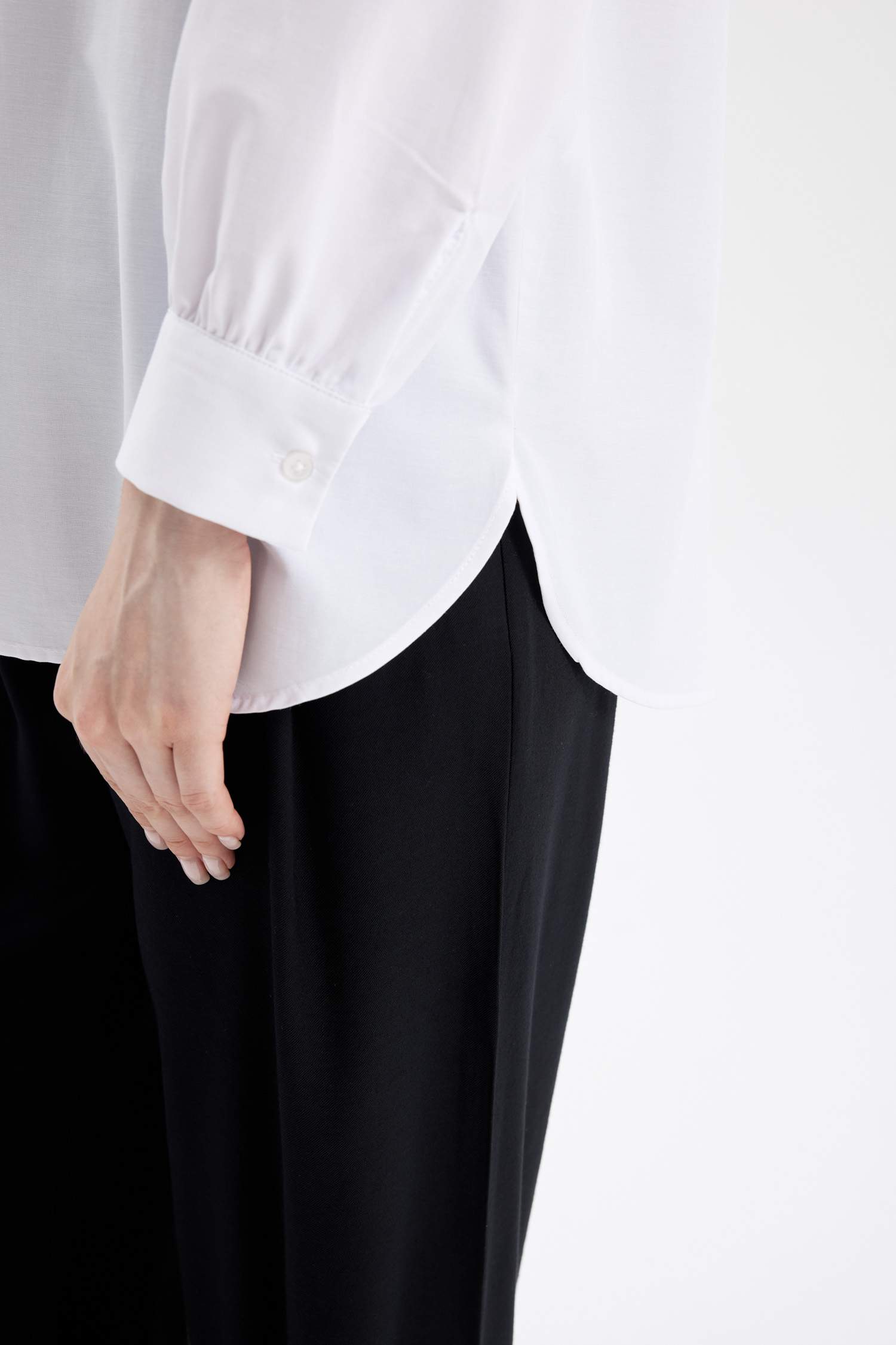 تونيك كم طويل بوبلين قصة مريحة وياقة قميص