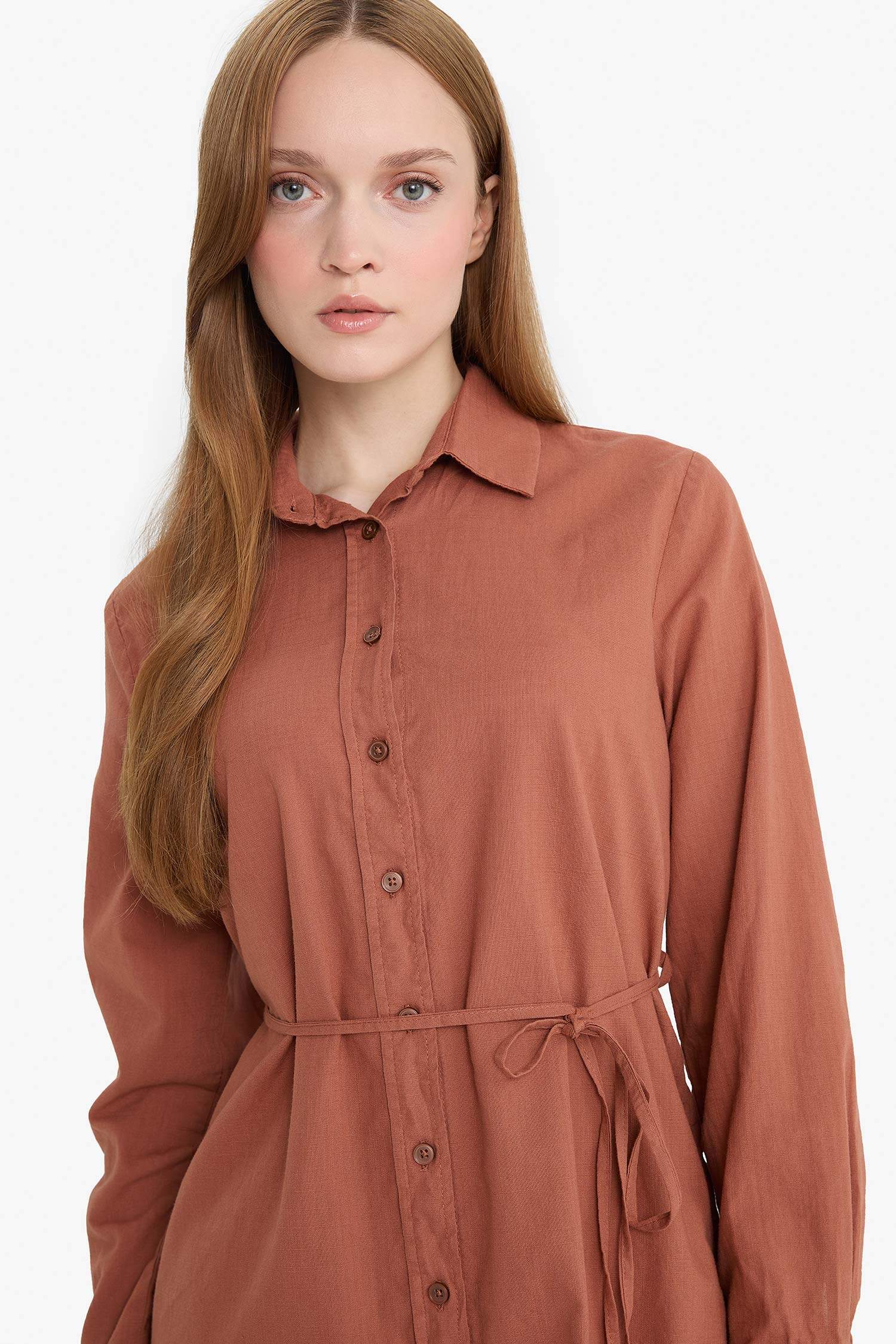 Regular Fit Poplin Basic Düz Uzun Kollu Gömlek Tunik