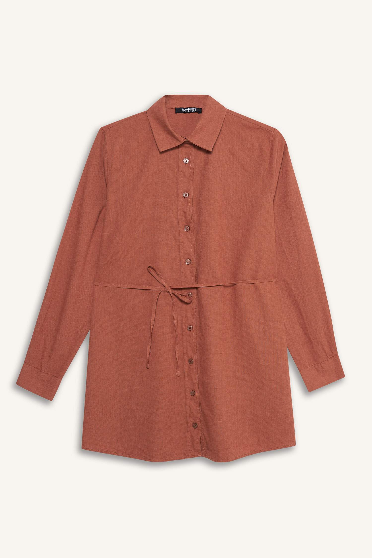 Regular Fit Poplin Bağlamalı Uzun Kollu Gömlek Tunik