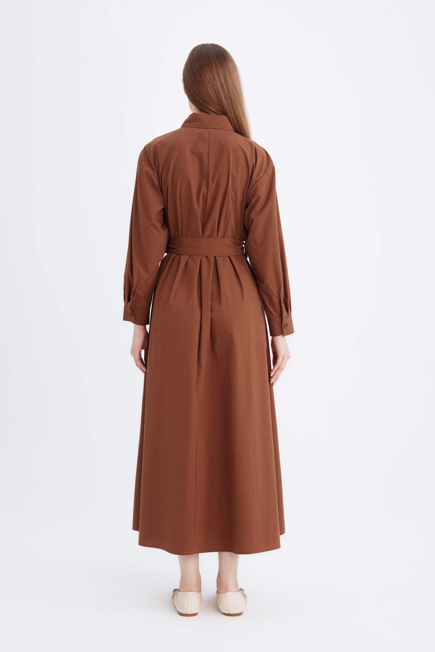Shirt Collar Poplin Long Sleeve Dress
