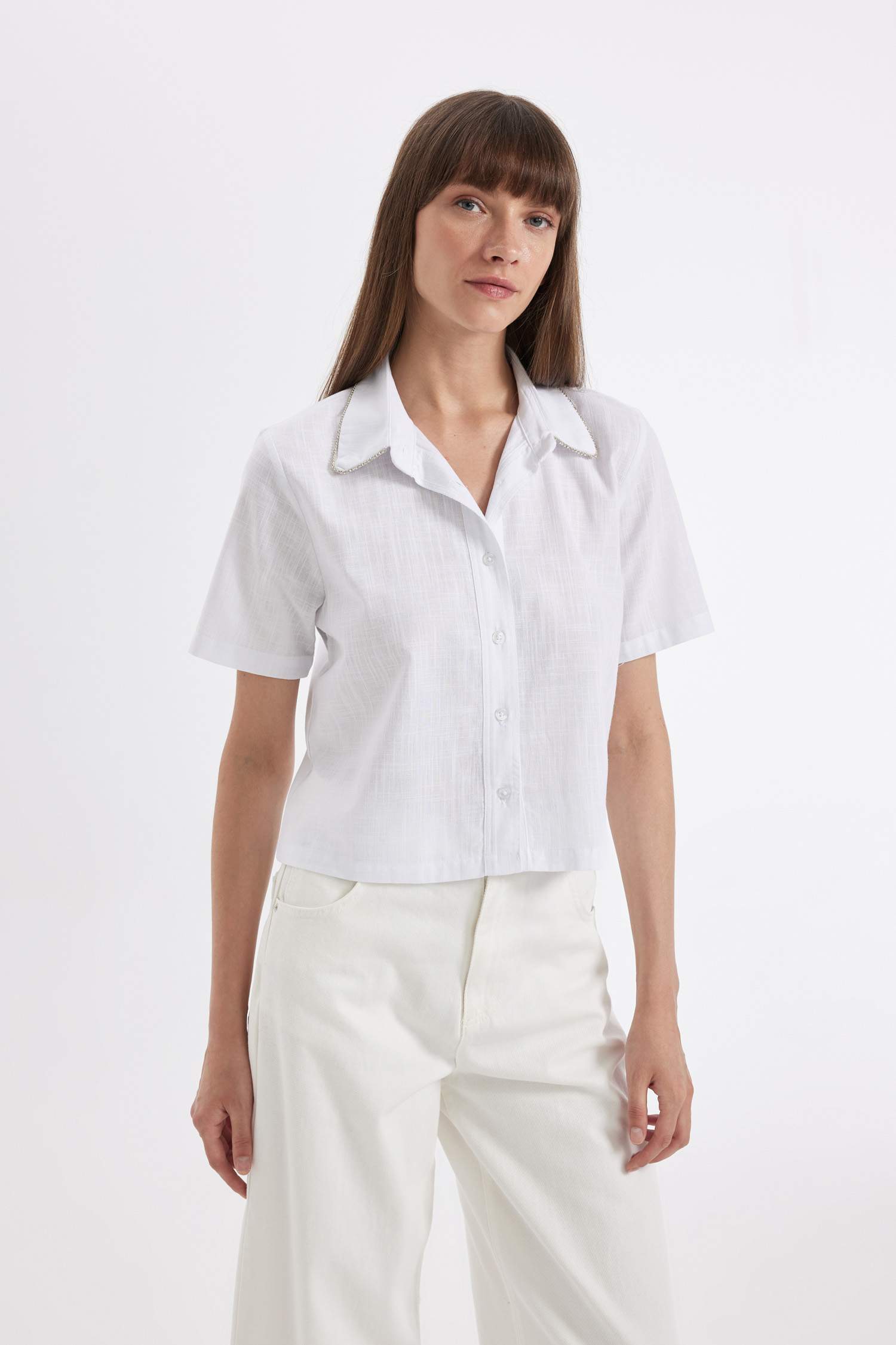 قميص ابيض كروب نص ردن