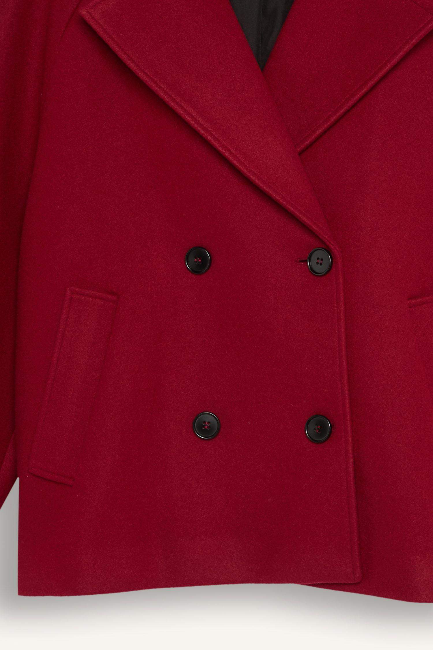 Relax Fit Kısa Kaşe Kaban Smokin Yaka Düğmeli