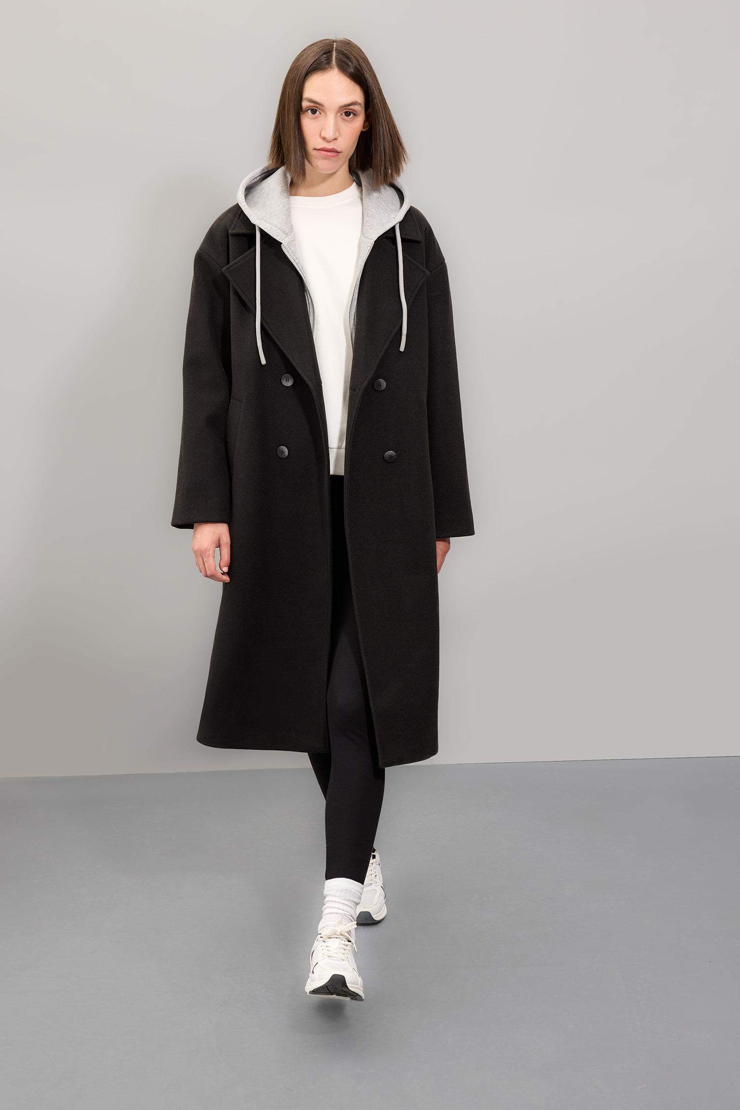 بالطو جوخ قصة عادية بغطاء للرأس