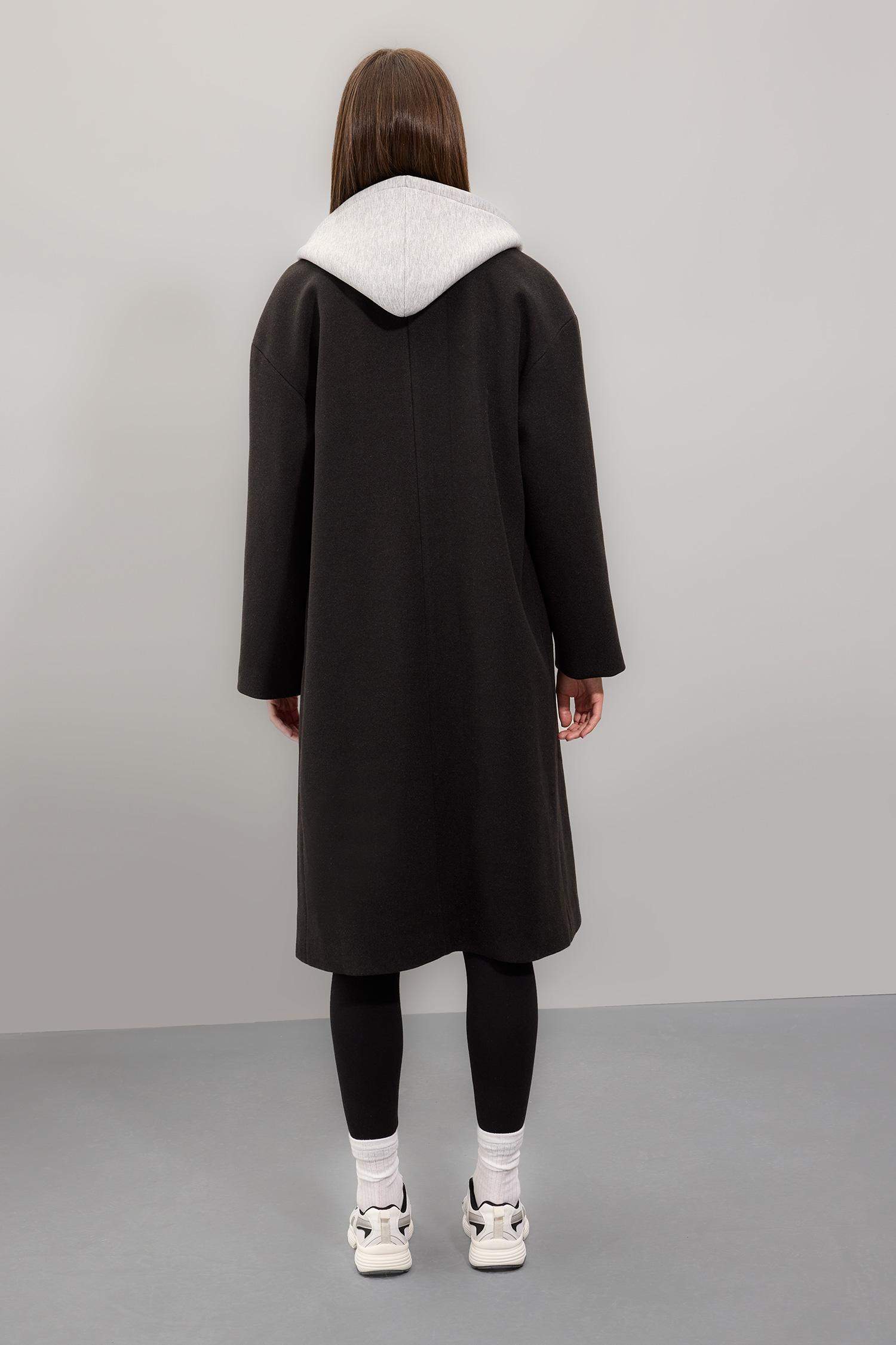 بالطو جوخ قصة عادية بغطاء للرأس