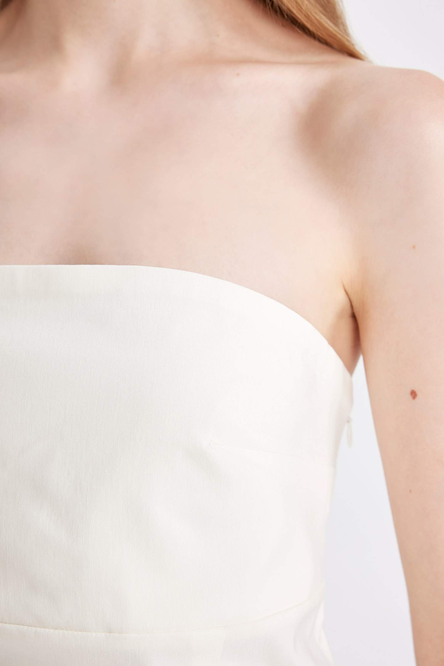 Strapless Bengalin White Mini Dress