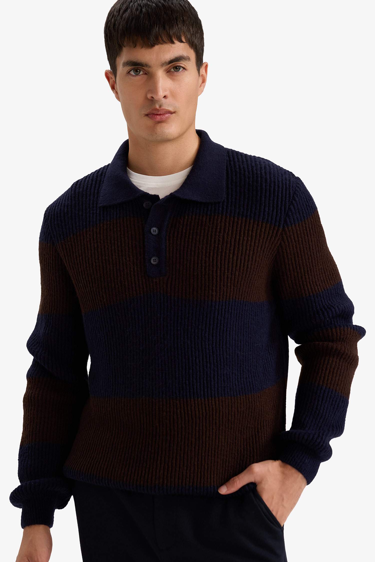 Standard Fit Polo Collar Knitwear Pullover