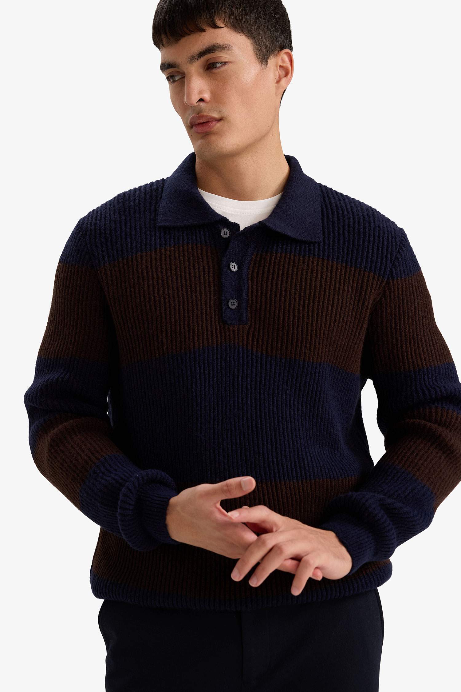 Standard Fit Polo Collar Knitwear Pullover