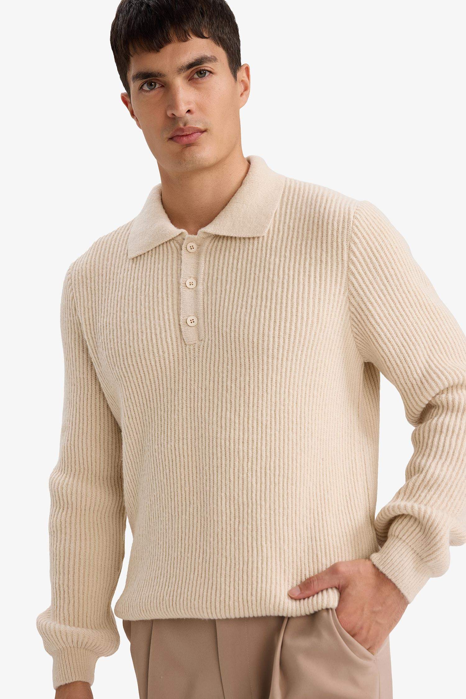 Standard Fit Polo Collar Knitwear Pullover