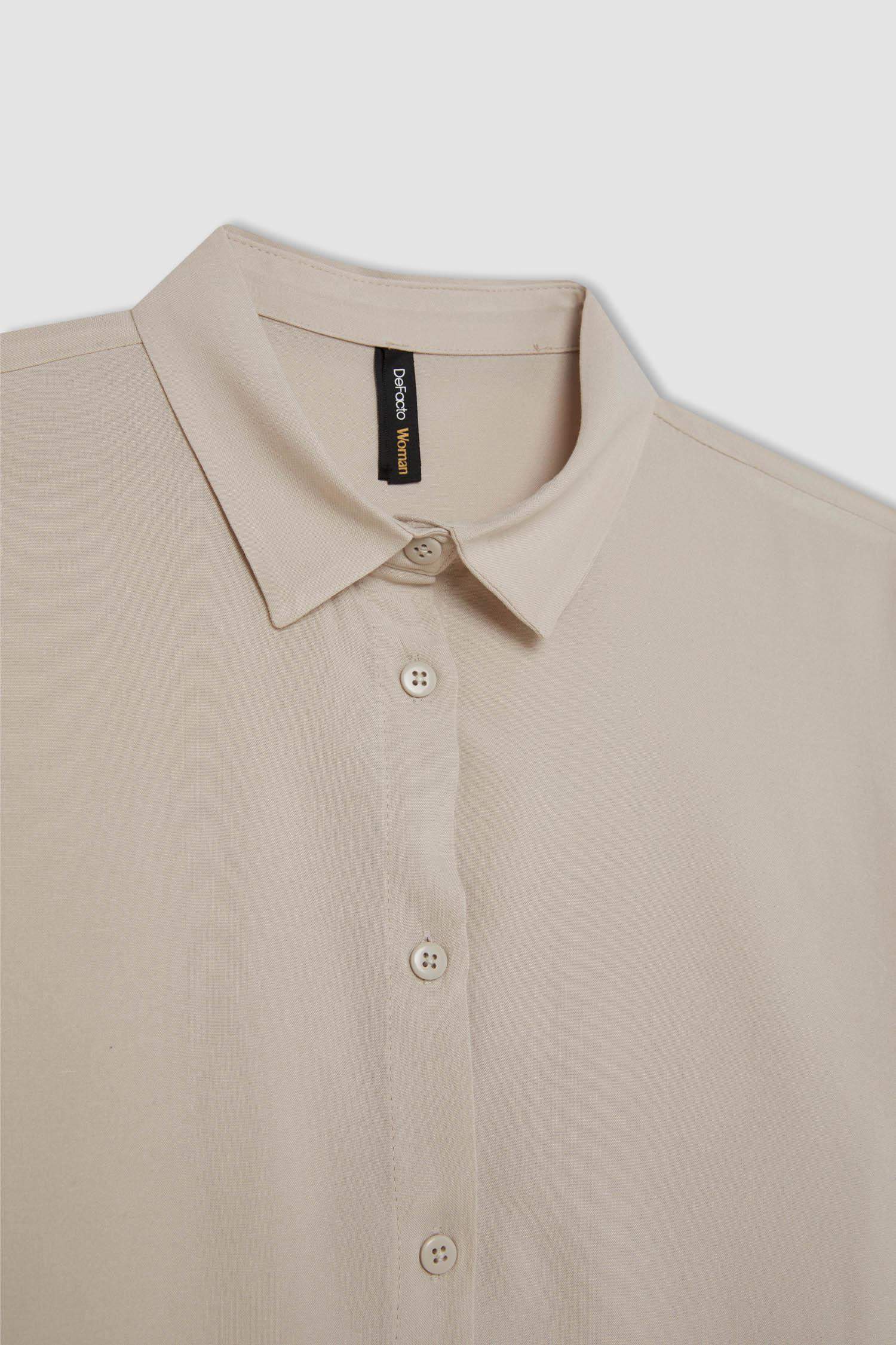 Regular Fit Basic Düz Düğmeli Uzun Kollu Gömlek